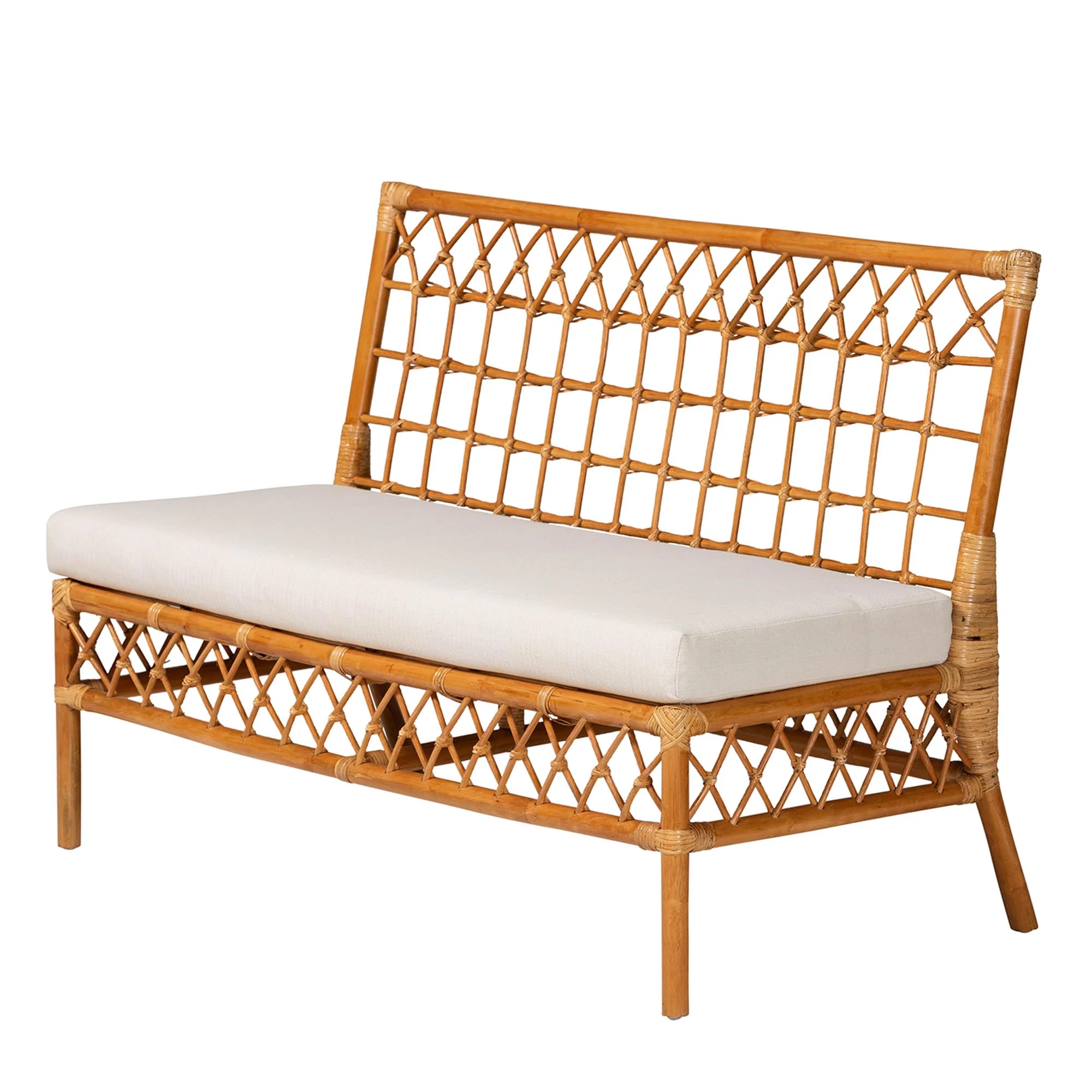 Baxton Studio bali & pari Abella Modern Bohemian Honey Rattan 4-Piece Dining Nook Set - Image 6