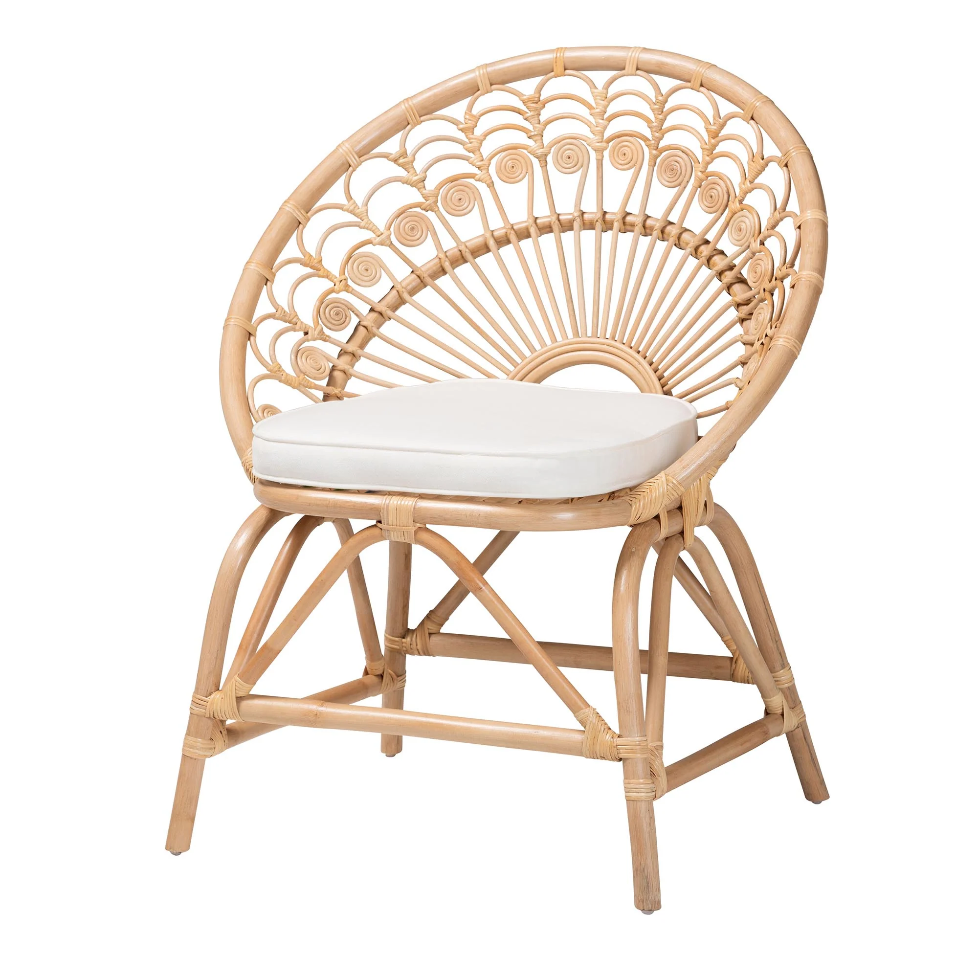 Baxton Studio bali & pari Abriella Modern Bohemian Natural Brown Rattan Peacock Accent Chair - Image 4