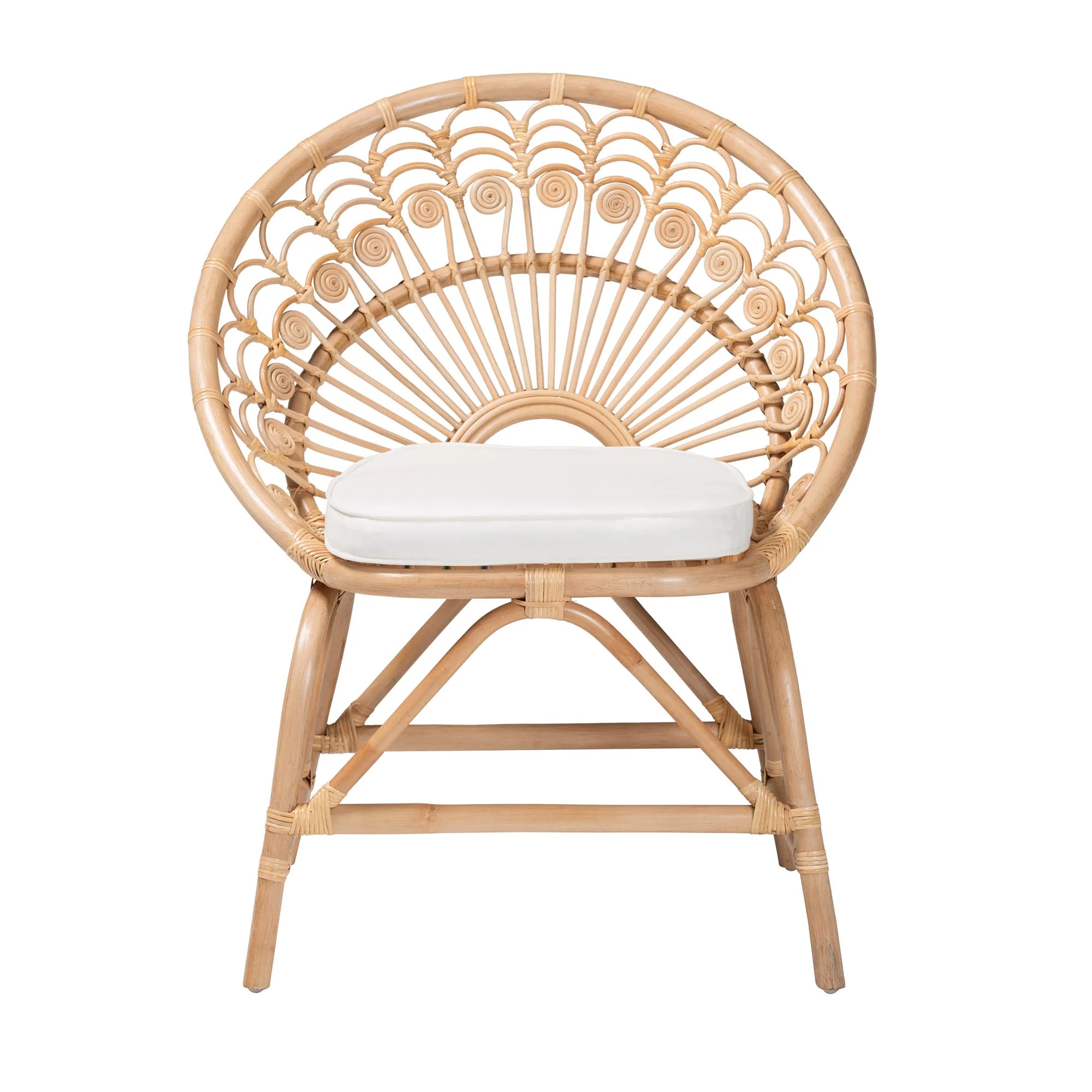 Baxton Studio bali & pari Abriella Modern Bohemian Natural Brown Rattan Peacock Accent Chair - Image 5