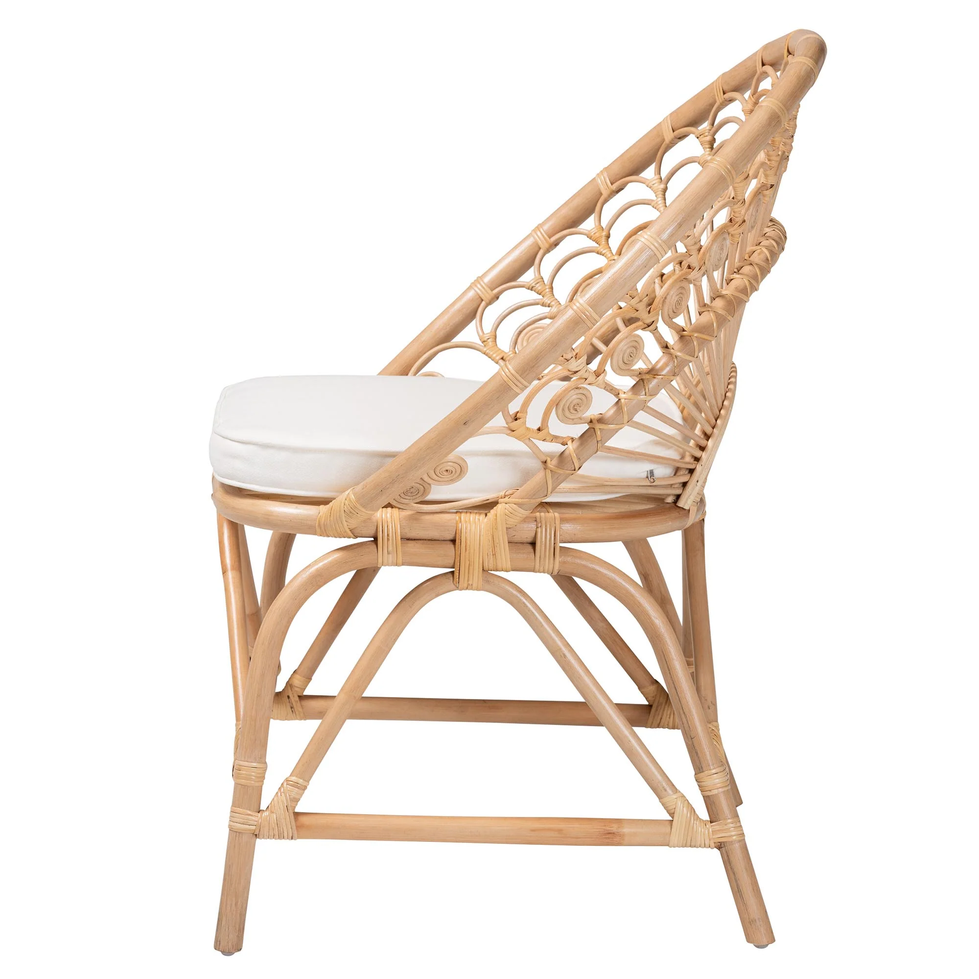 Baxton Studio bali & pari Abriella Modern Bohemian Natural Brown Rattan Peacock Accent Chair - Image 6