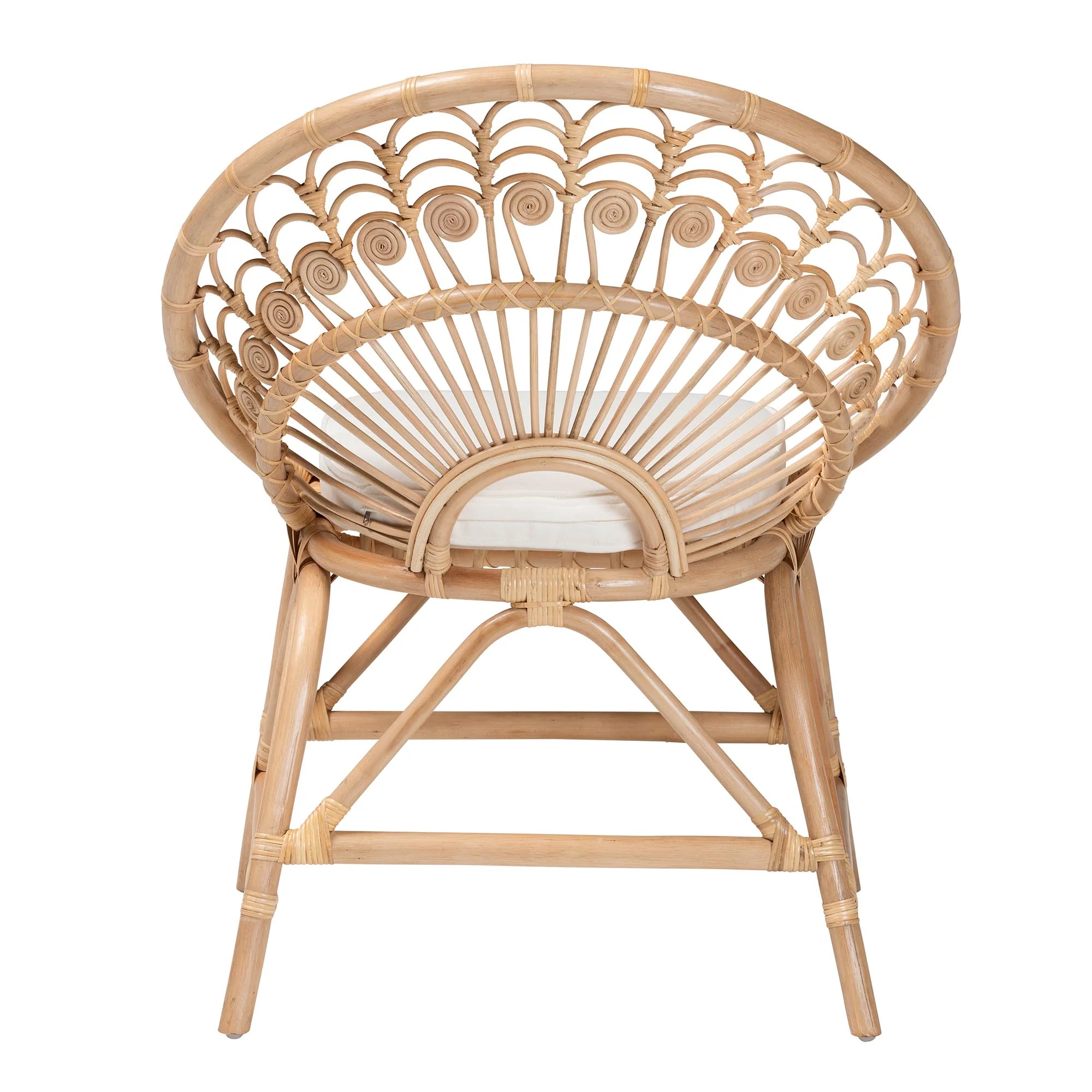 Baxton Studio bali & pari Abriella Modern Bohemian Natural Brown Rattan Peacock Accent Chair - Image 7