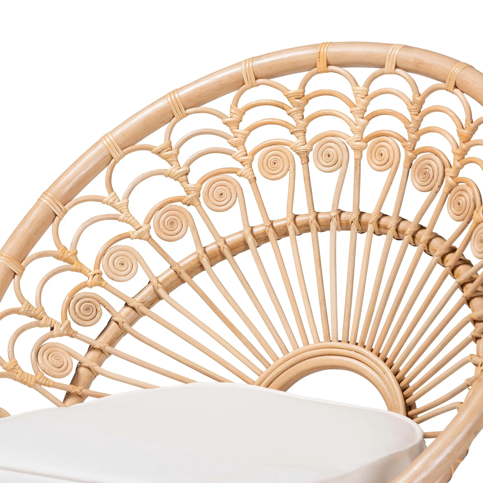 Baxton Studio bali & pari Abriella Modern Bohemian Natural Brown Rattan Peacock Accent Chair - Image 8