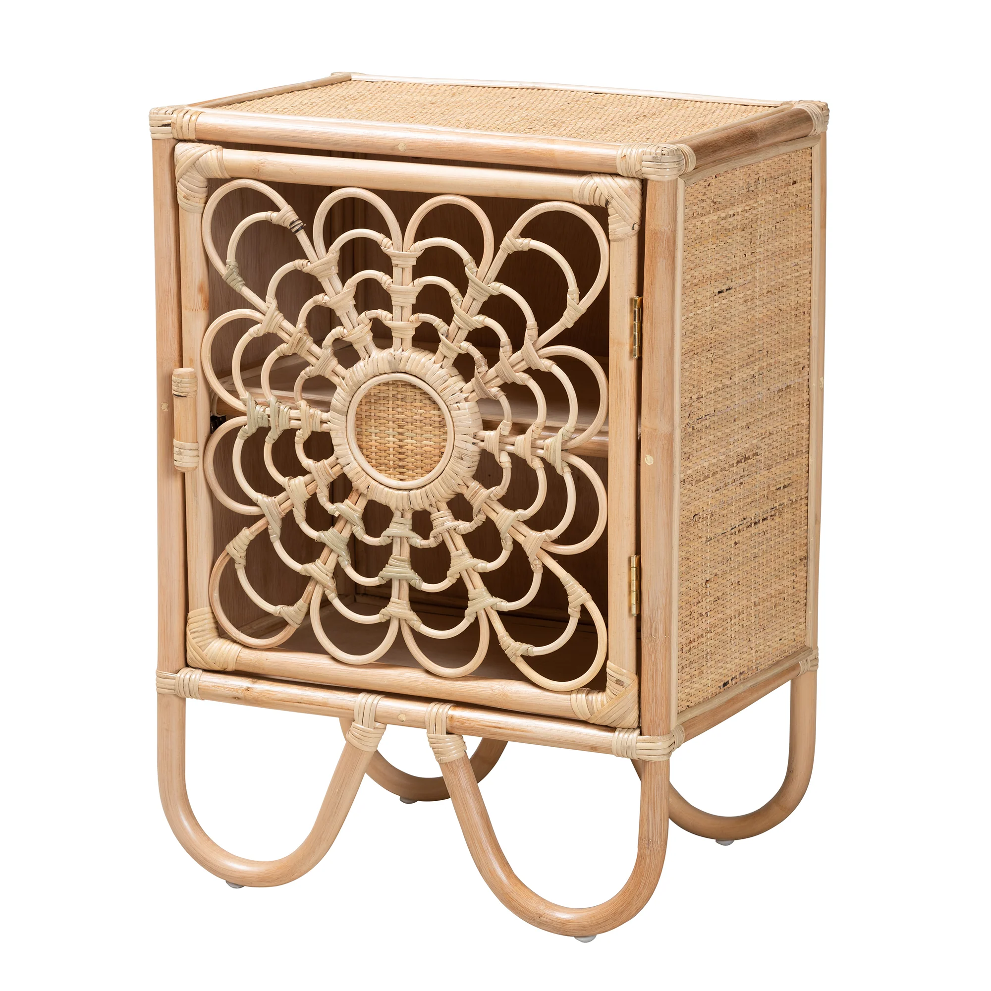 Baxton Studio bali & pari Acelin Modern Bohemian Natural Brown Rattan Nightstand - Image 2