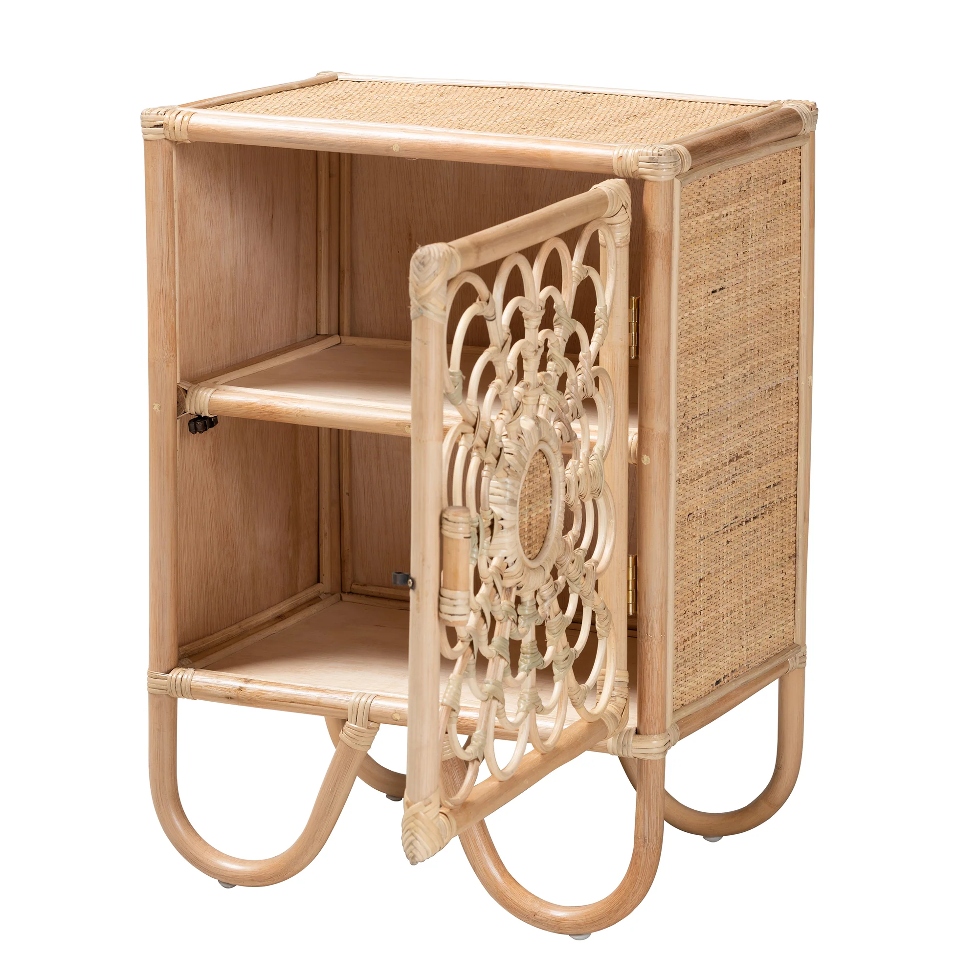 Baxton Studio bali & pari Acelin Modern Bohemian Natural Brown Rattan Nightstand - Image 3