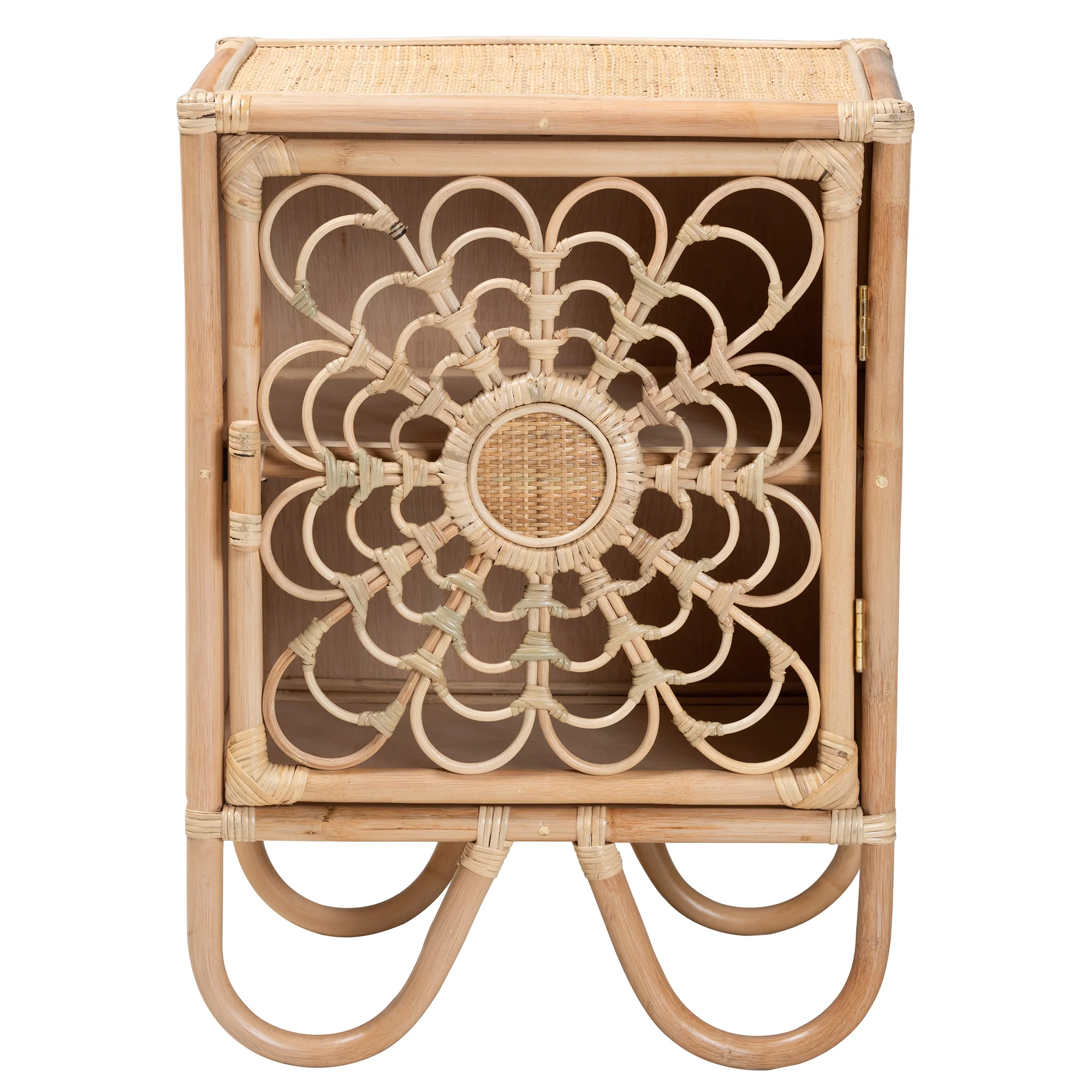Baxton Studio bali & pari Acelin Modern Bohemian Natural Brown Rattan Nightstand - Image 4