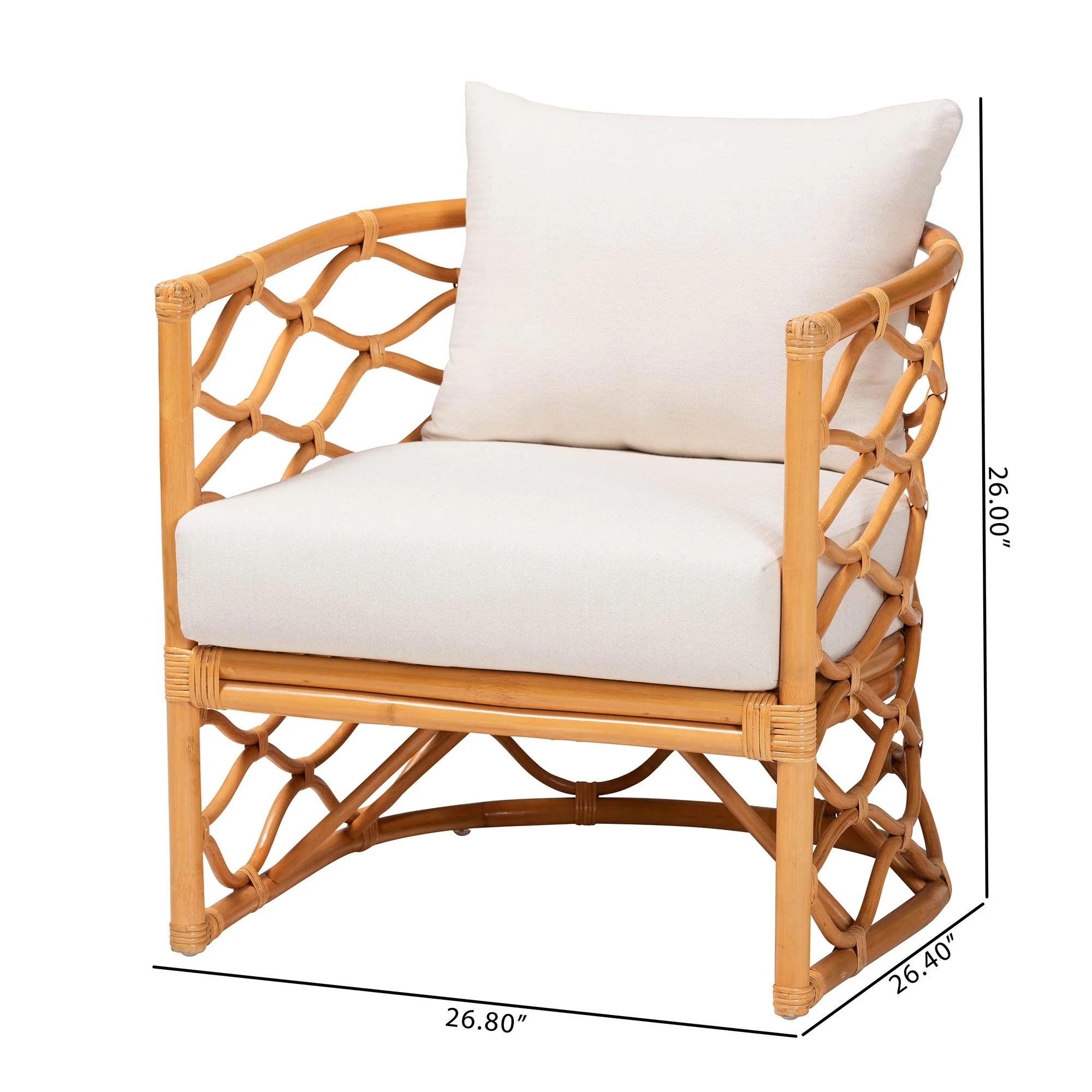 Baxton Studio bali & pari Acelynn Bohemian Light Honey Rattan Arm Chair - Image 3