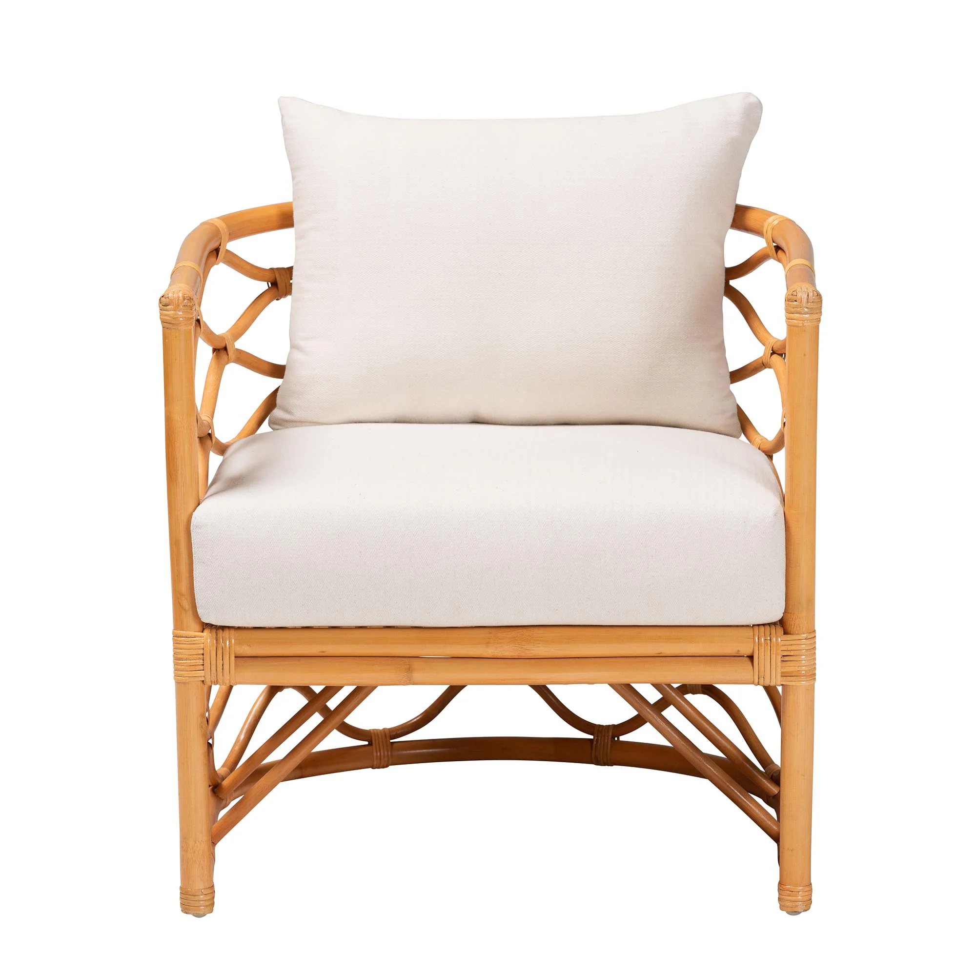 Baxton Studio bali & pari Acelynn Bohemian Light Honey Rattan Arm Chair - Image 5
