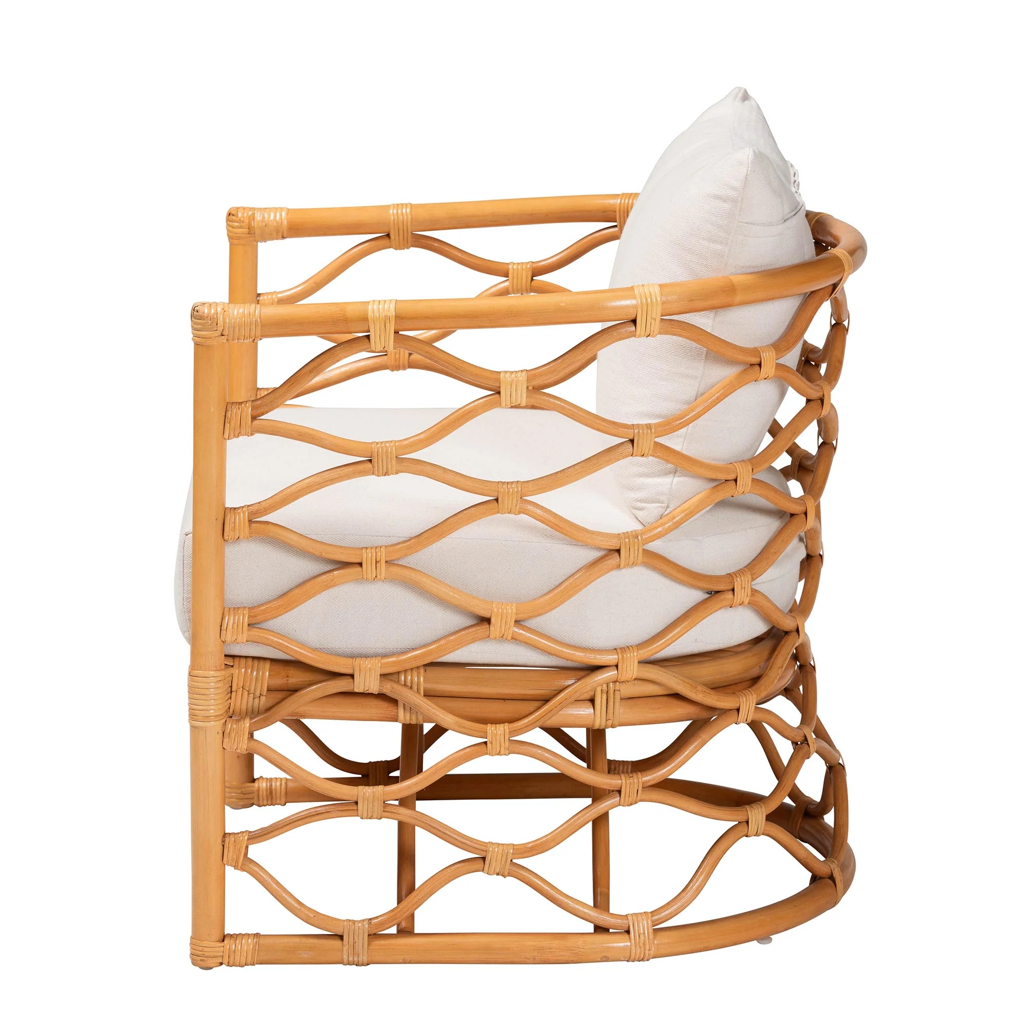 Baxton Studio bali & pari Acelynn Bohemian Light Honey Rattan Arm Chair - Image 6