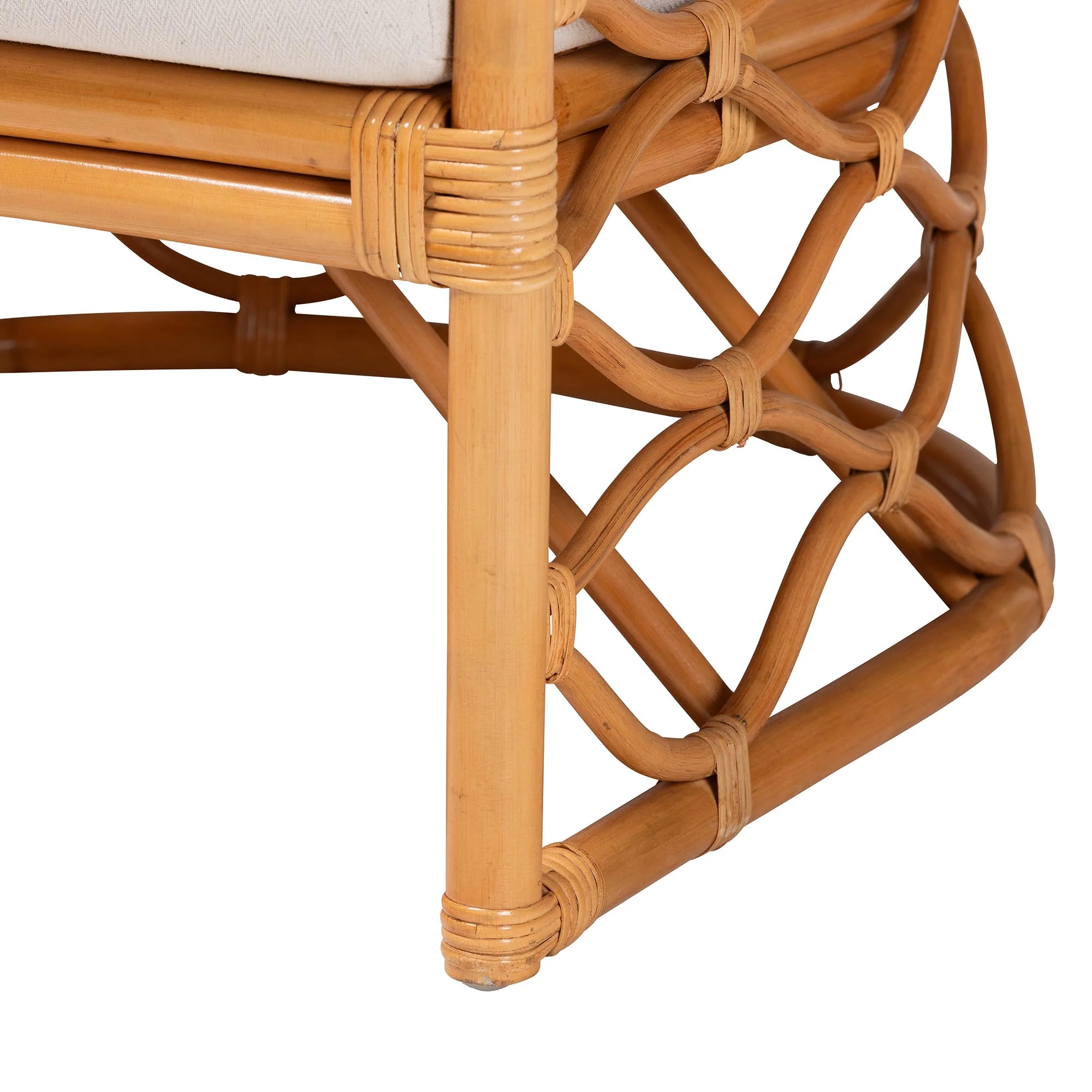 Baxton Studio bali & pari Acelynn Bohemian Light Honey Rattan Arm Chair - Image 9