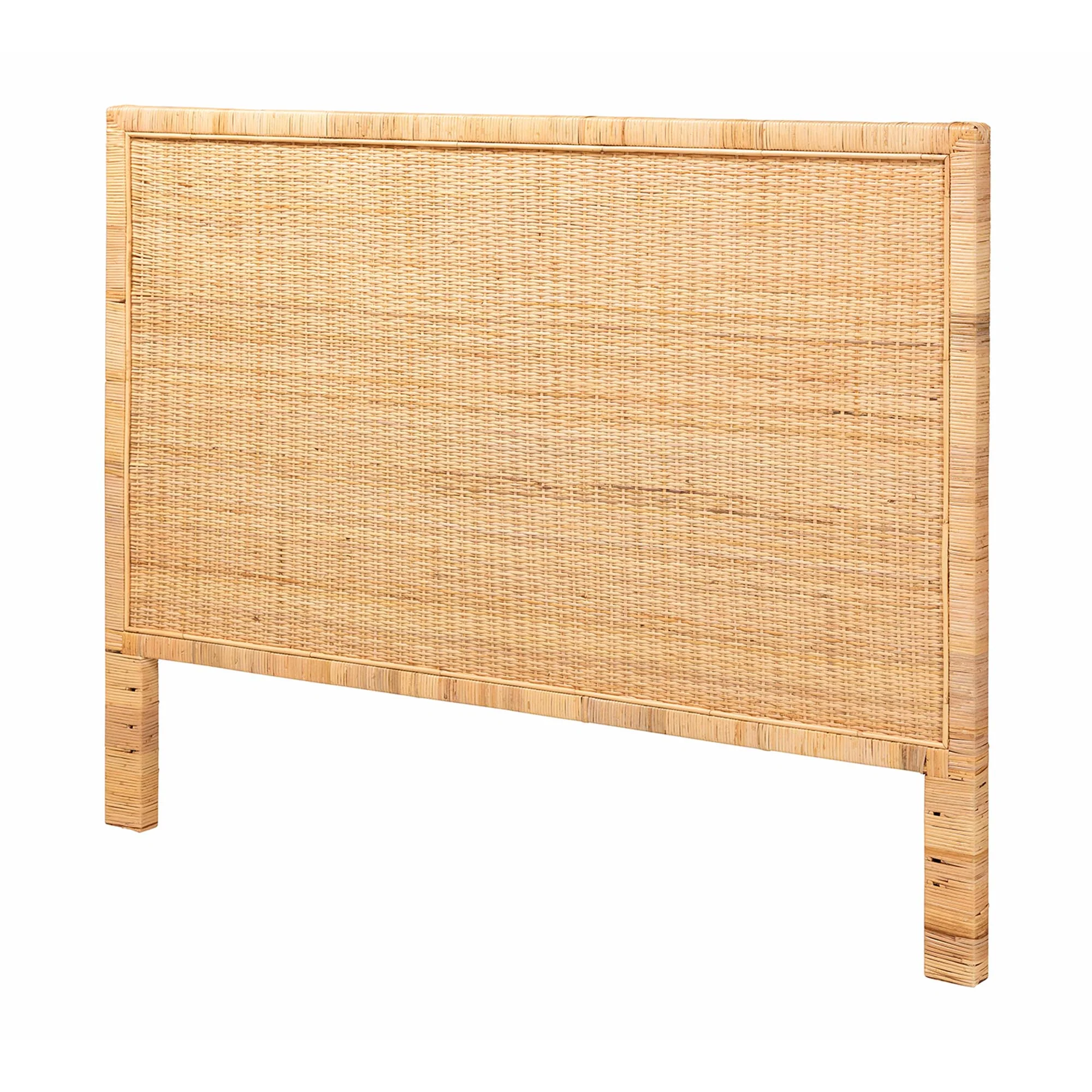Baxton Studio bali & pari Adelyn Modern Bohemian Natural Brown Rattan and Mahogany Wood King Size Headboard - Image 2