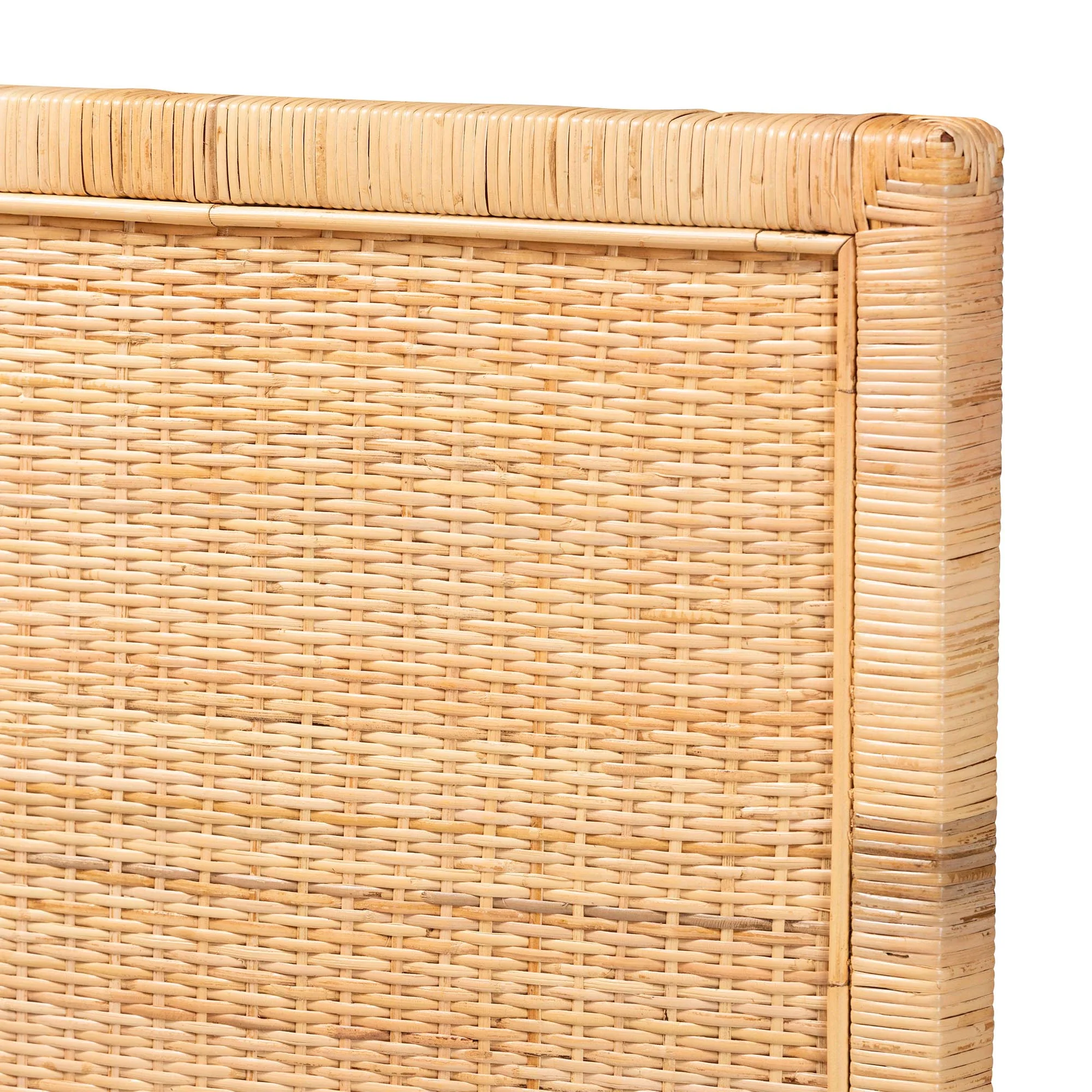 Baxton Studio bali & pari Adelyn Modern Bohemian Natural Brown Rattan and Mahogany Wood King Size Headboard - Image 4