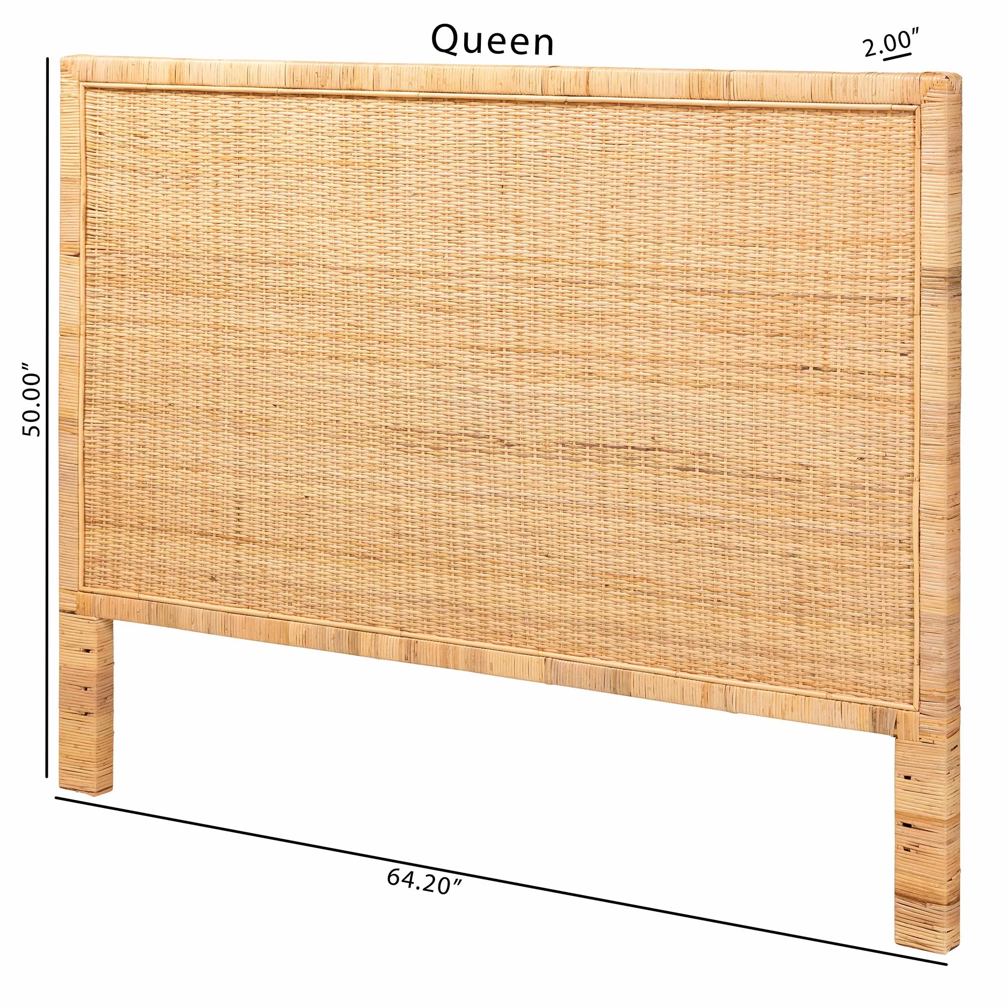 Baxton Studio bali & pari Adelyn Modern Bohemian Natural Brown Rattan and Mahogany Wood King Size Headboard - Image 7
