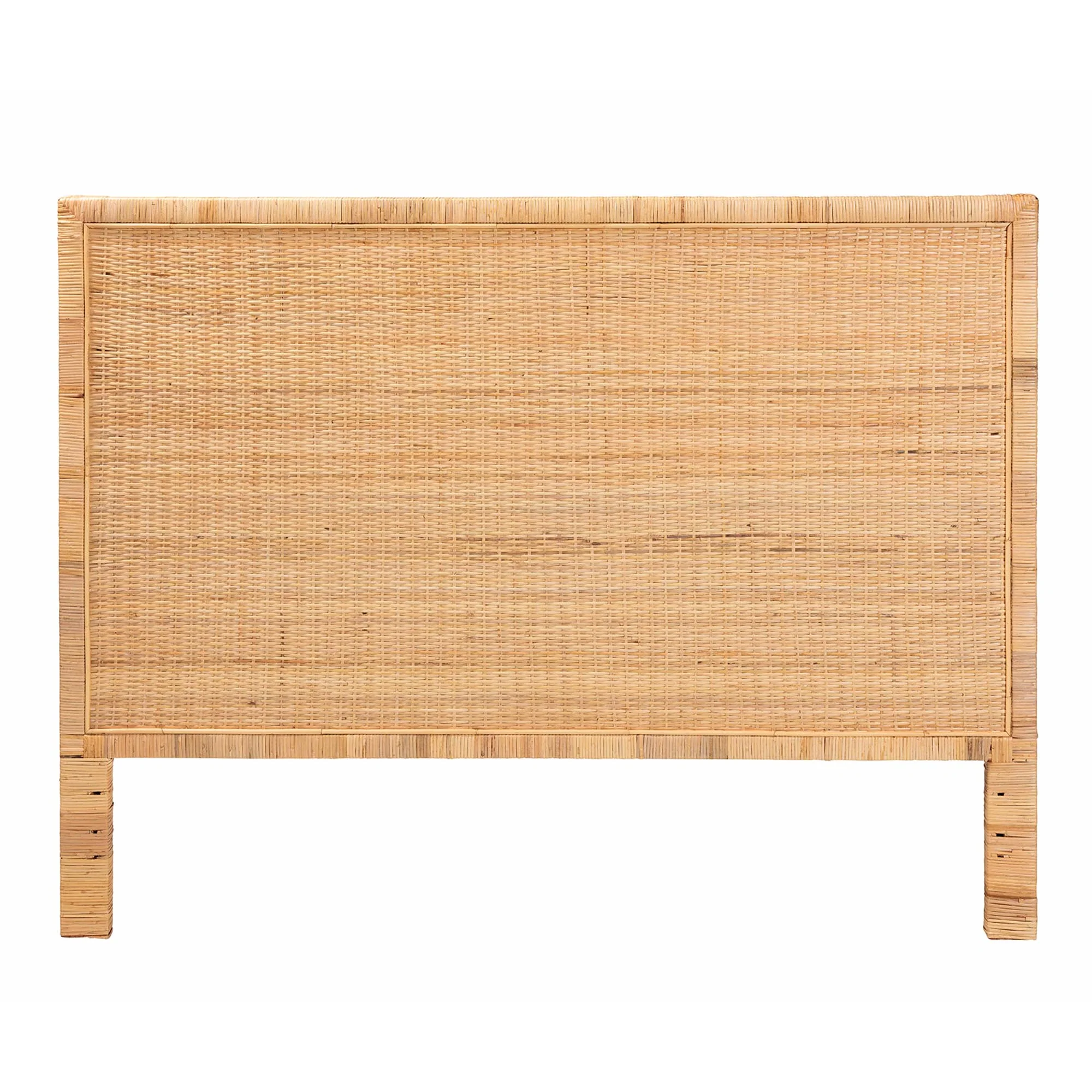 Baxton Studio bali & pari Adelyn Modern Bohemian Natural Brown Rattan and Mahogany Wood Queen Size Headboard - Image 3