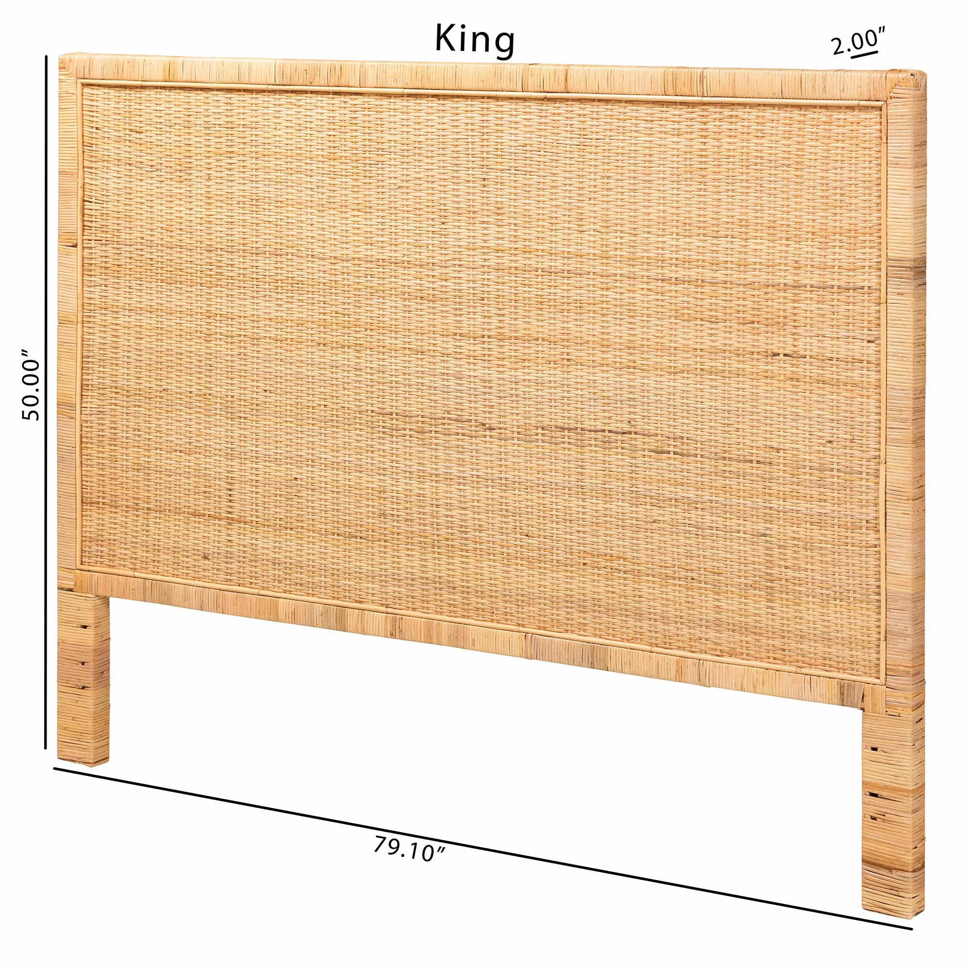 Baxton Studio bali & pari Adelyn Modern Bohemian Natural Brown Rattan and Mahogany Wood Queen Size Headboard - Image 8