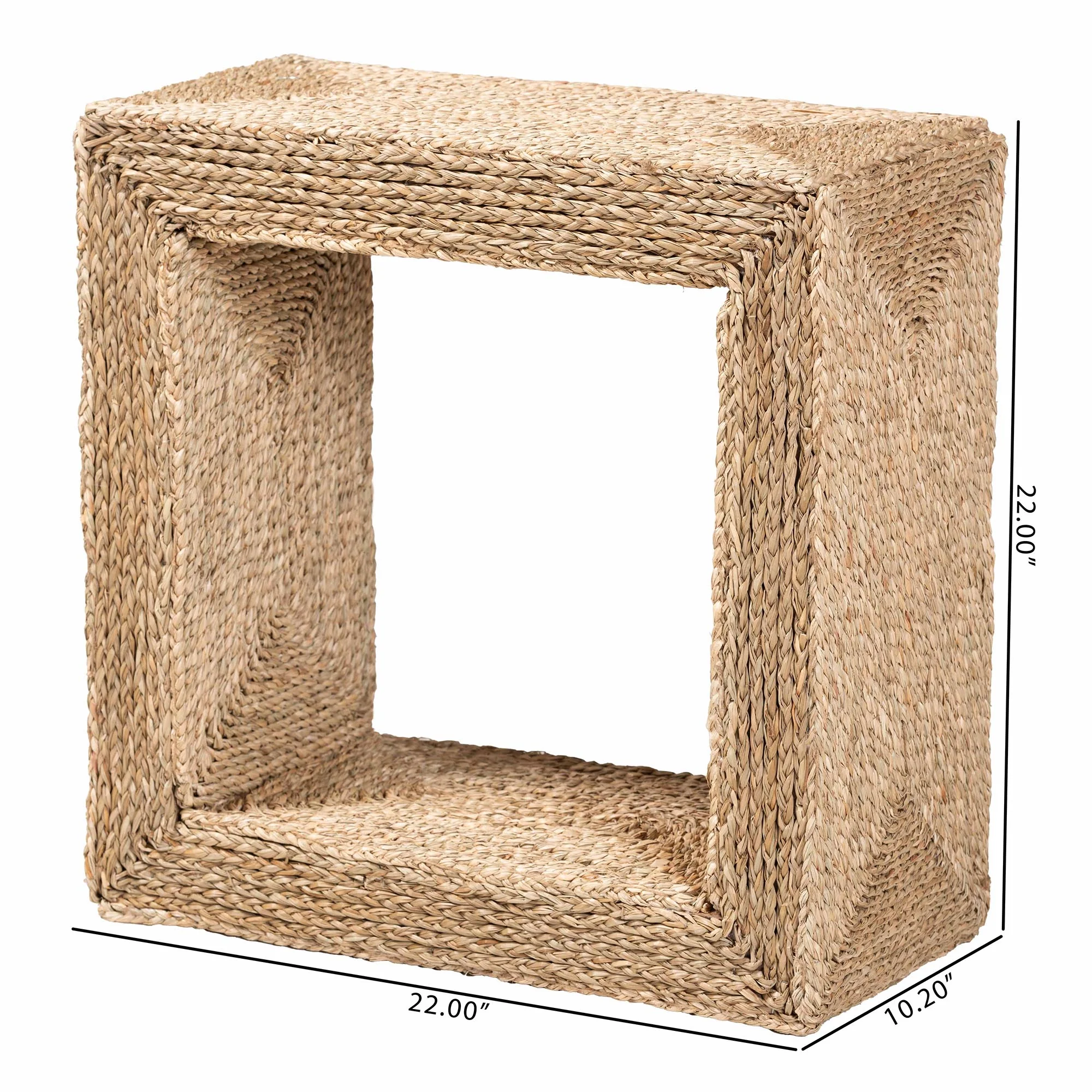 Baxton Studio bali & pari Adonica Modern Bohemian Natural Brown Seagrass and Wood End Table - Image 2