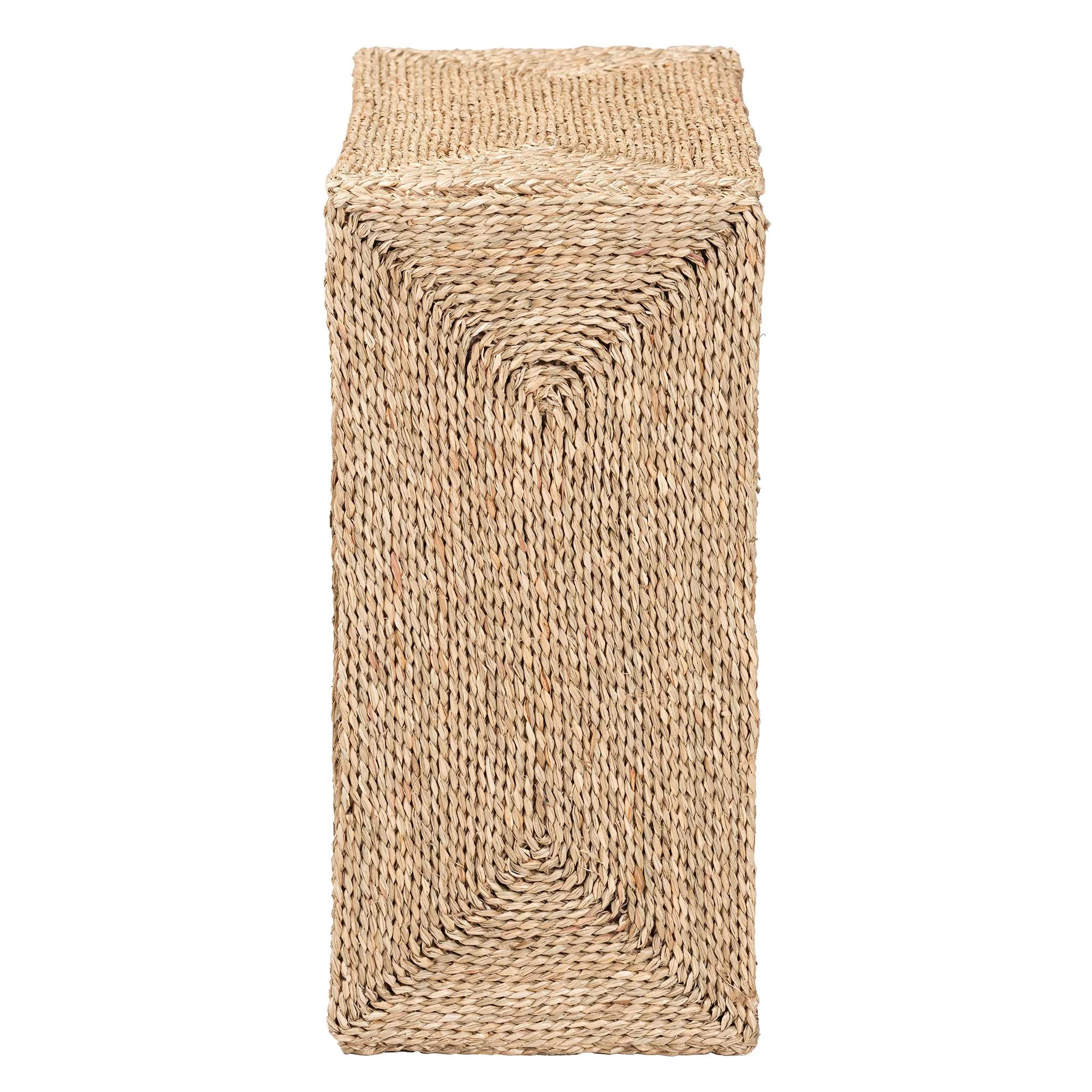 Baxton Studio bali & pari Adonica Modern Bohemian Natural Brown Seagrass and Wood End Table - Image 5