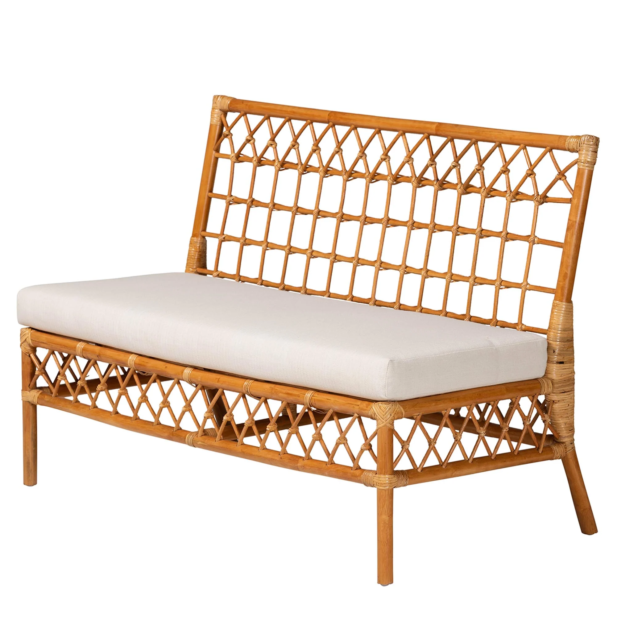 Baxton Studio bali & pari Adora Modern Bohemian Honey Rattan 4-Piece Dining Nook Set - Image 3