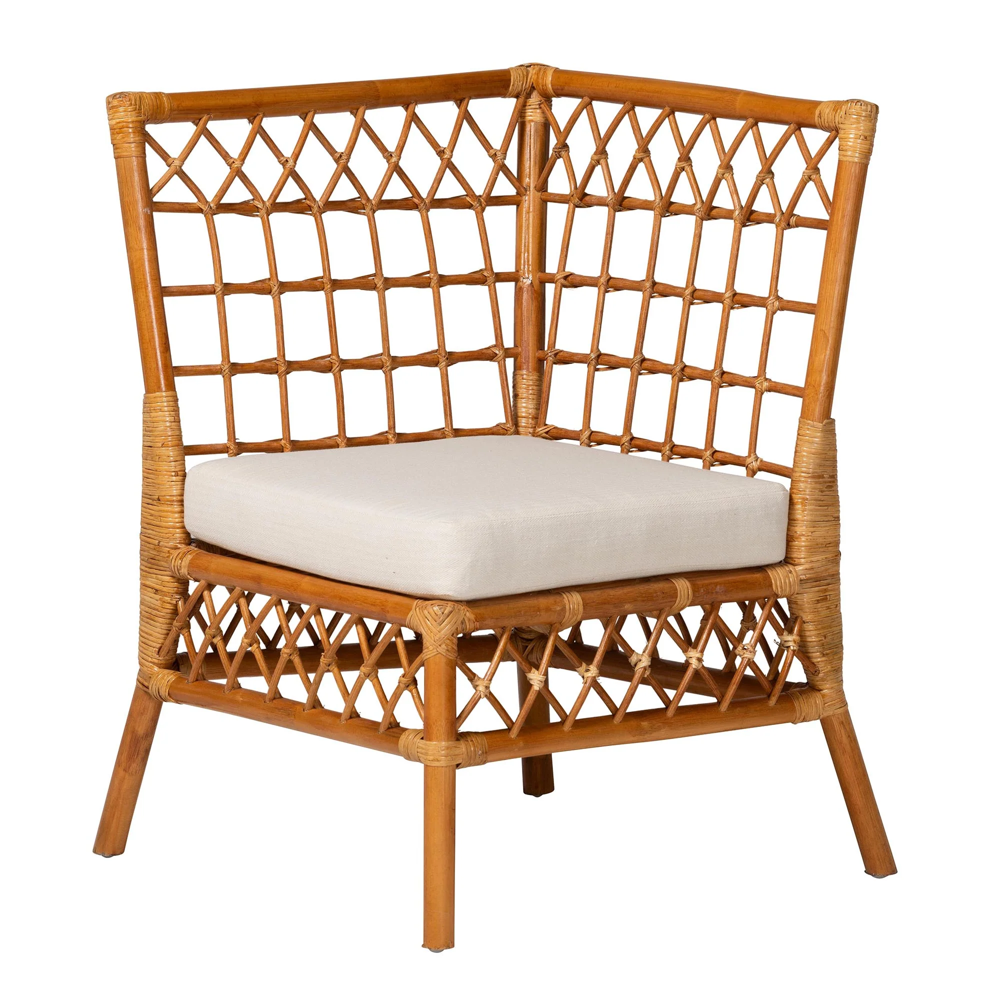 Baxton Studio bali & pari Adora Modern Bohemian Honey Rattan 4-Piece Dining Nook Set - Image 4
