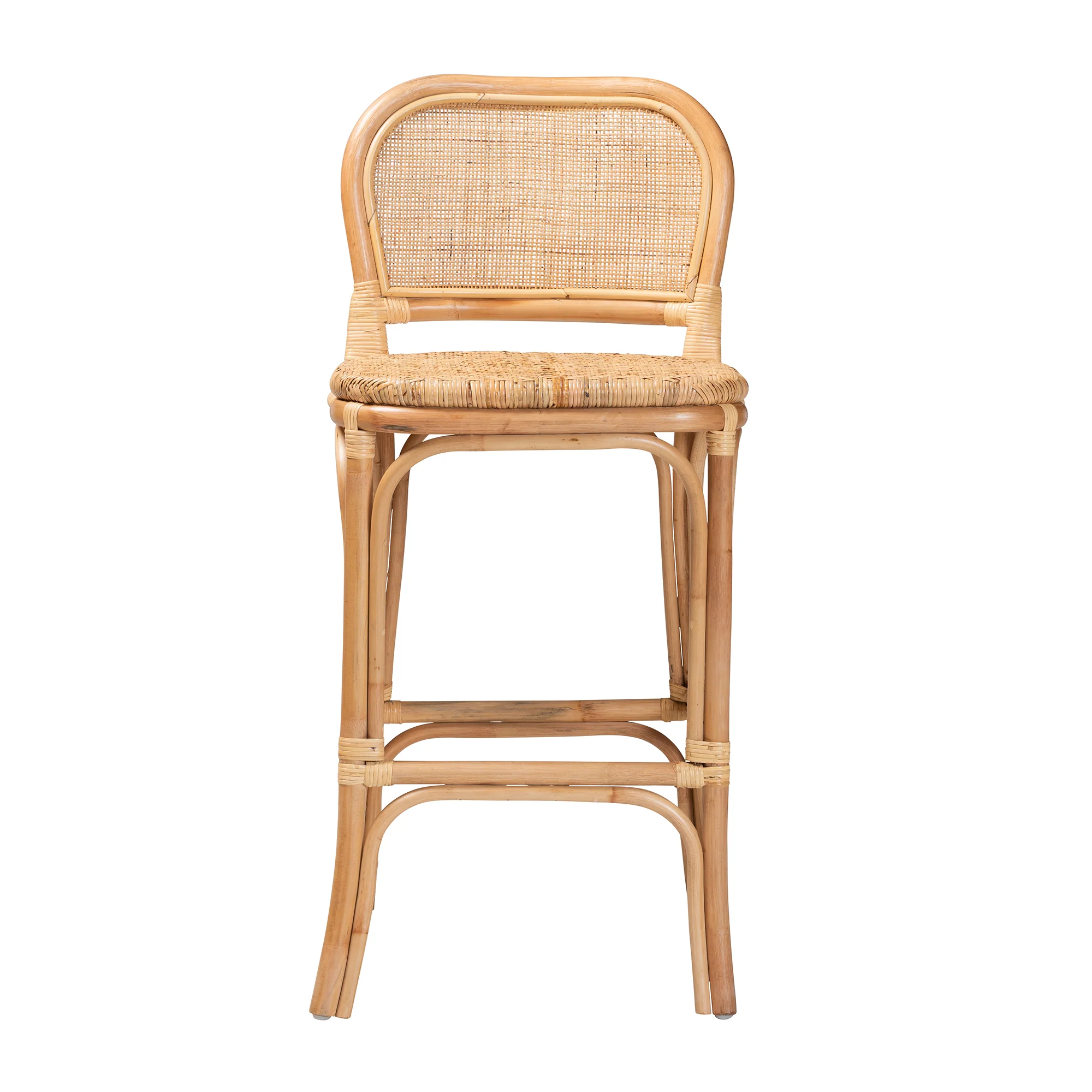 Baxton Studio bali & pari Adrena Modern Bohemian Natural Brown Rattan Bar Stool - Image 3