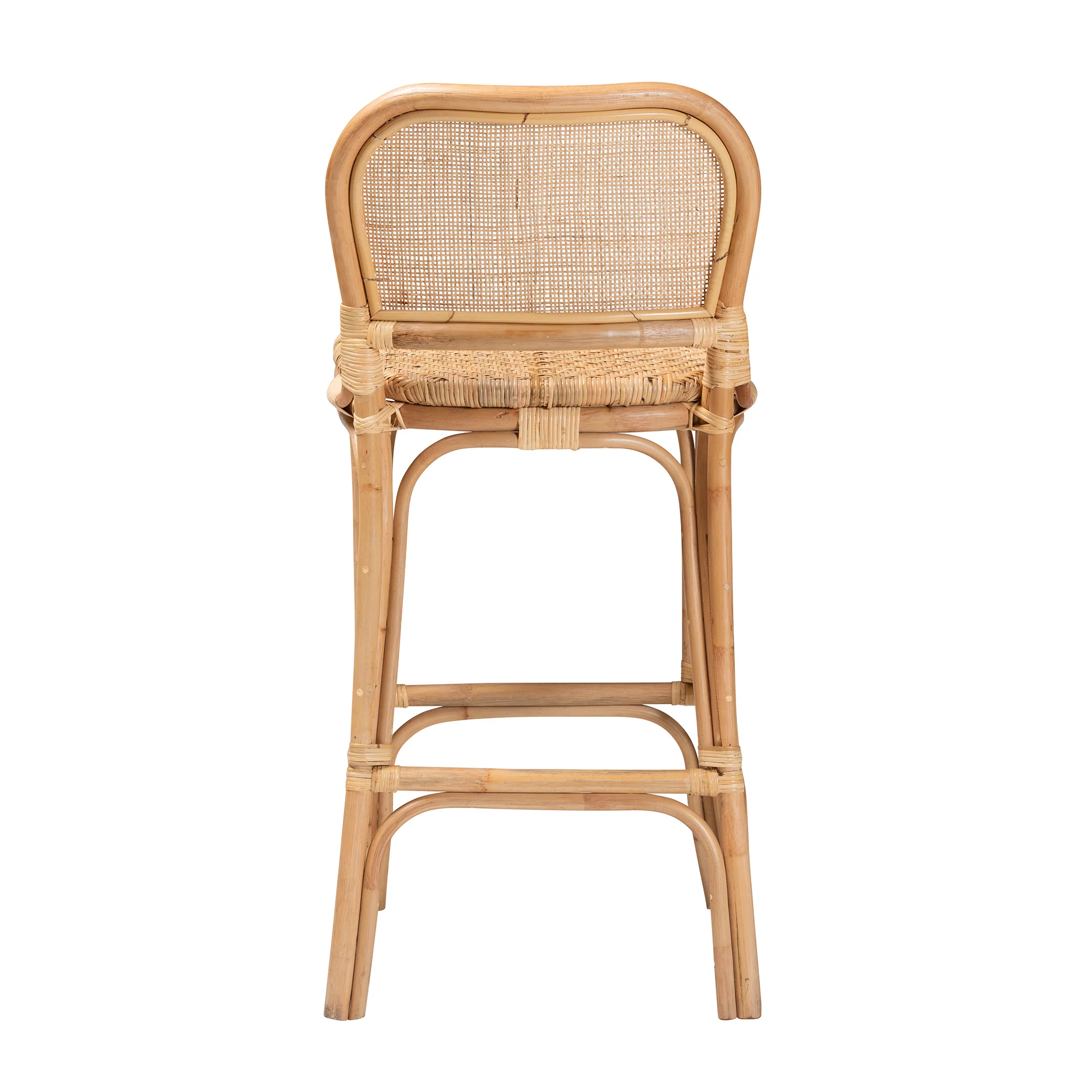 Baxton Studio bali & pari Adrena Modern Bohemian Natural Brown Rattan Bar Stool - Image 5