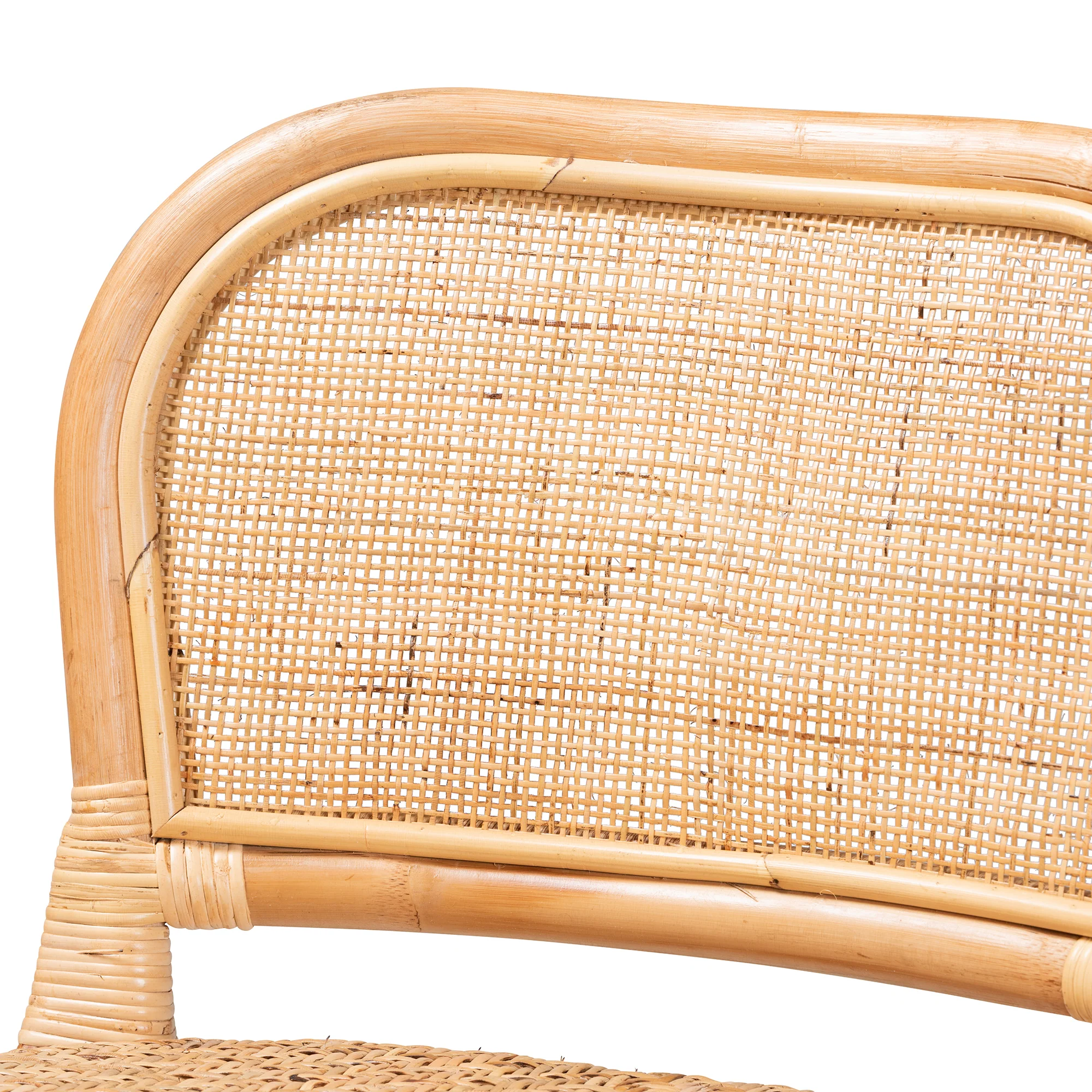 Baxton Studio bali & pari Adrena Modern Bohemian Natural Brown Rattan Bar Stool - Image 6