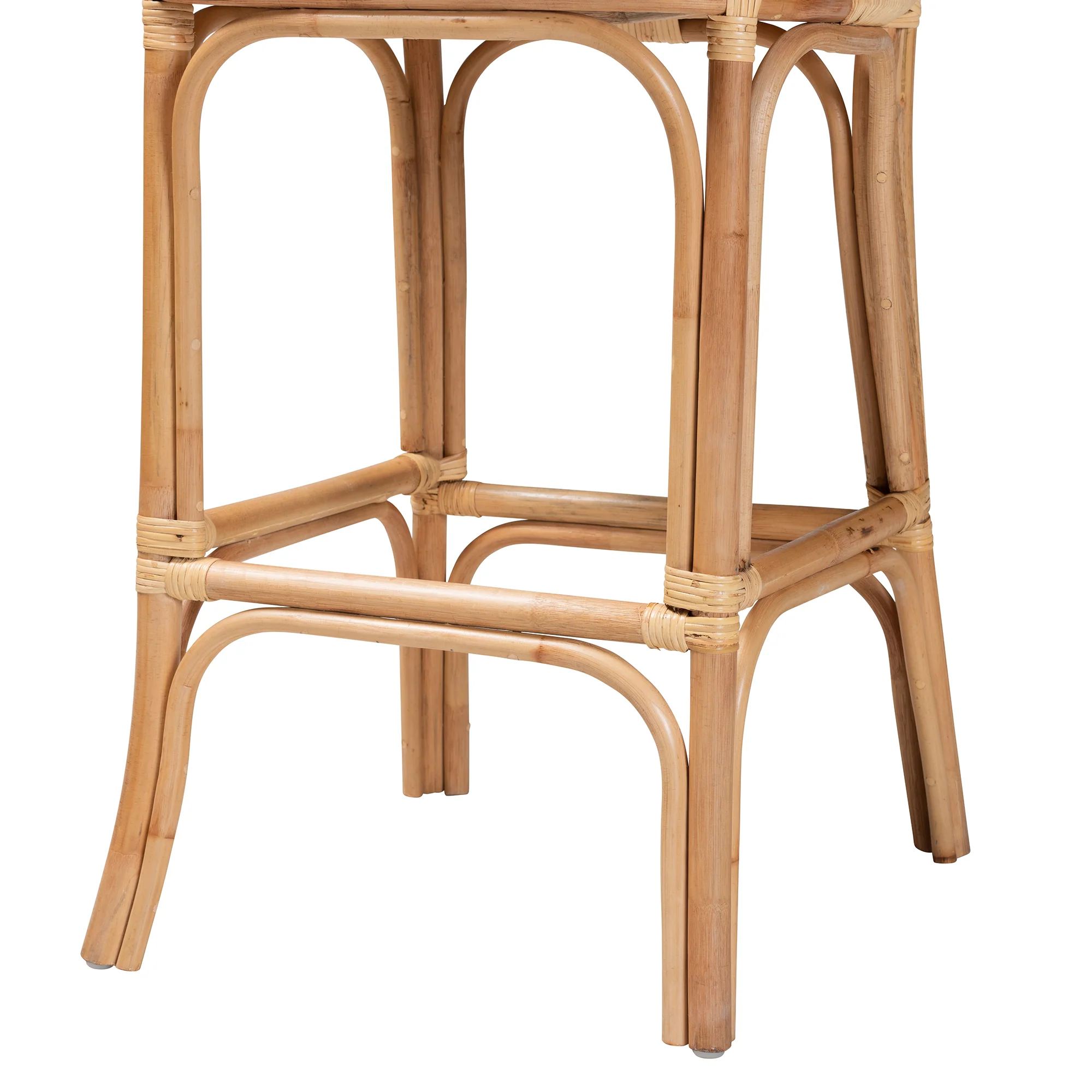 Baxton Studio bali & pari Adrena Modern Bohemian Natural Brown Rattan Bar Stool - Image 7