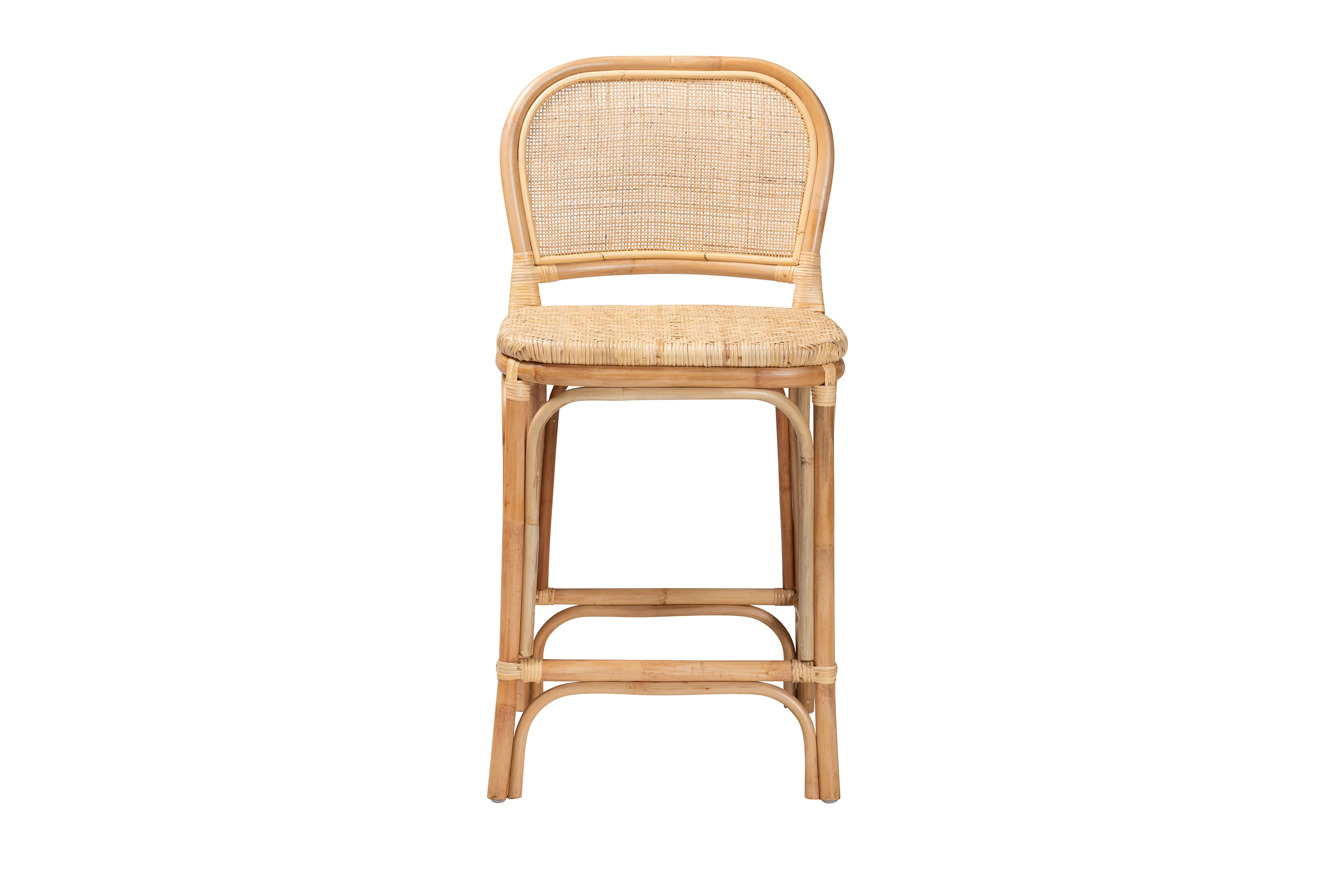 Baxton Studio bali & pari Adrena Modern Bohemian Natural Brown Rattan Counter Stool - Image 3