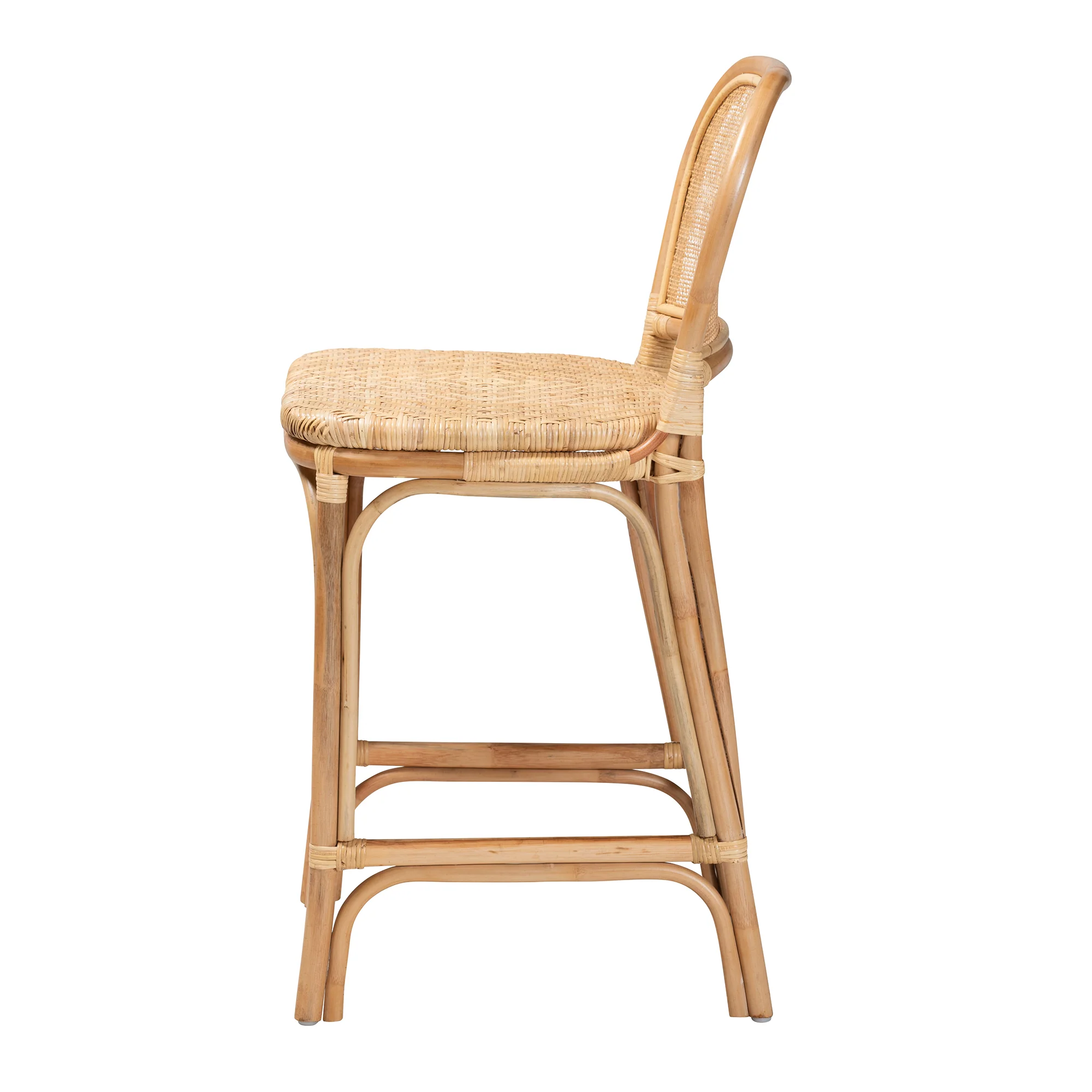 Baxton Studio bali & pari Adrena Modern Bohemian Natural Brown Rattan Counter Stool - Image 4