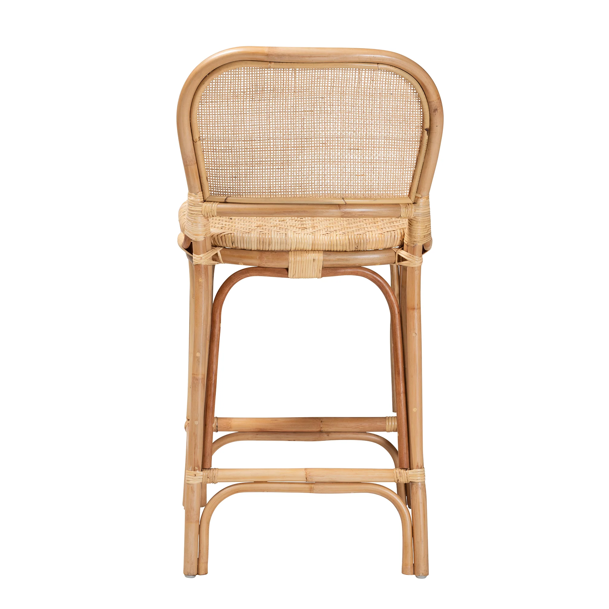 Baxton Studio bali & pari Adrena Modern Bohemian Natural Brown Rattan Counter Stool - Image 5