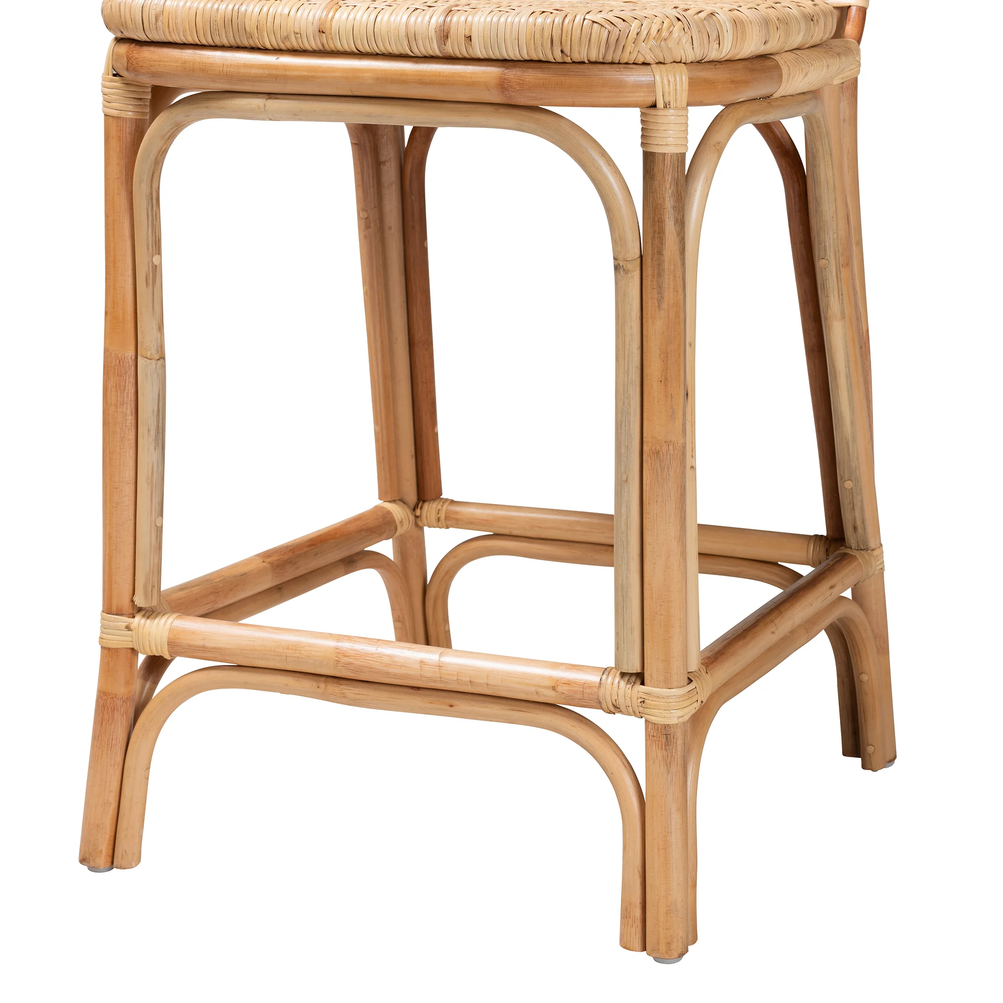Baxton Studio bali & pari Adrena Modern Bohemian Natural Brown Rattan Counter Stool - Image 7