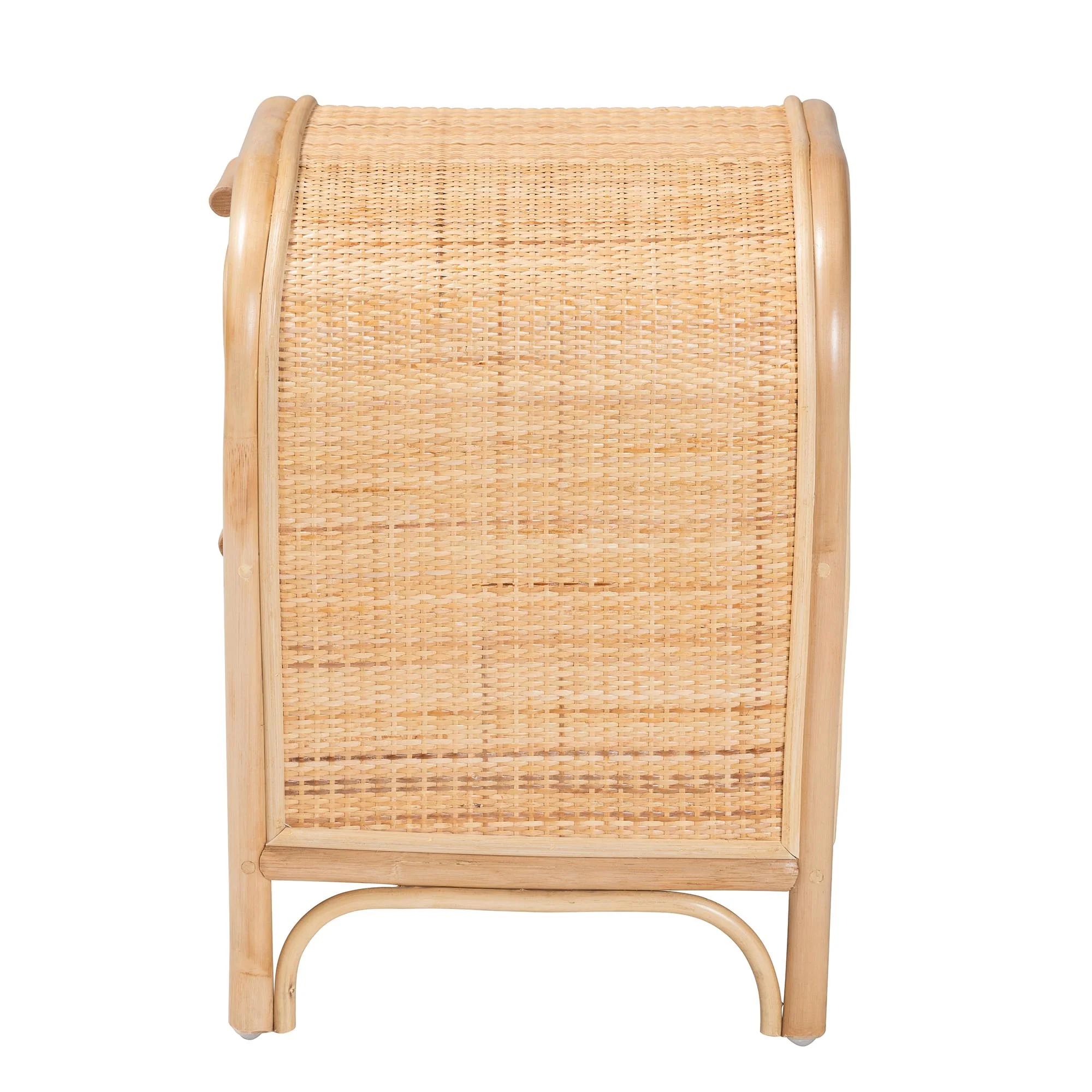 Baxton Studio bali & pari Adrika Bohemian Natural Rattan 2-Drawer Nightstand - Image 7