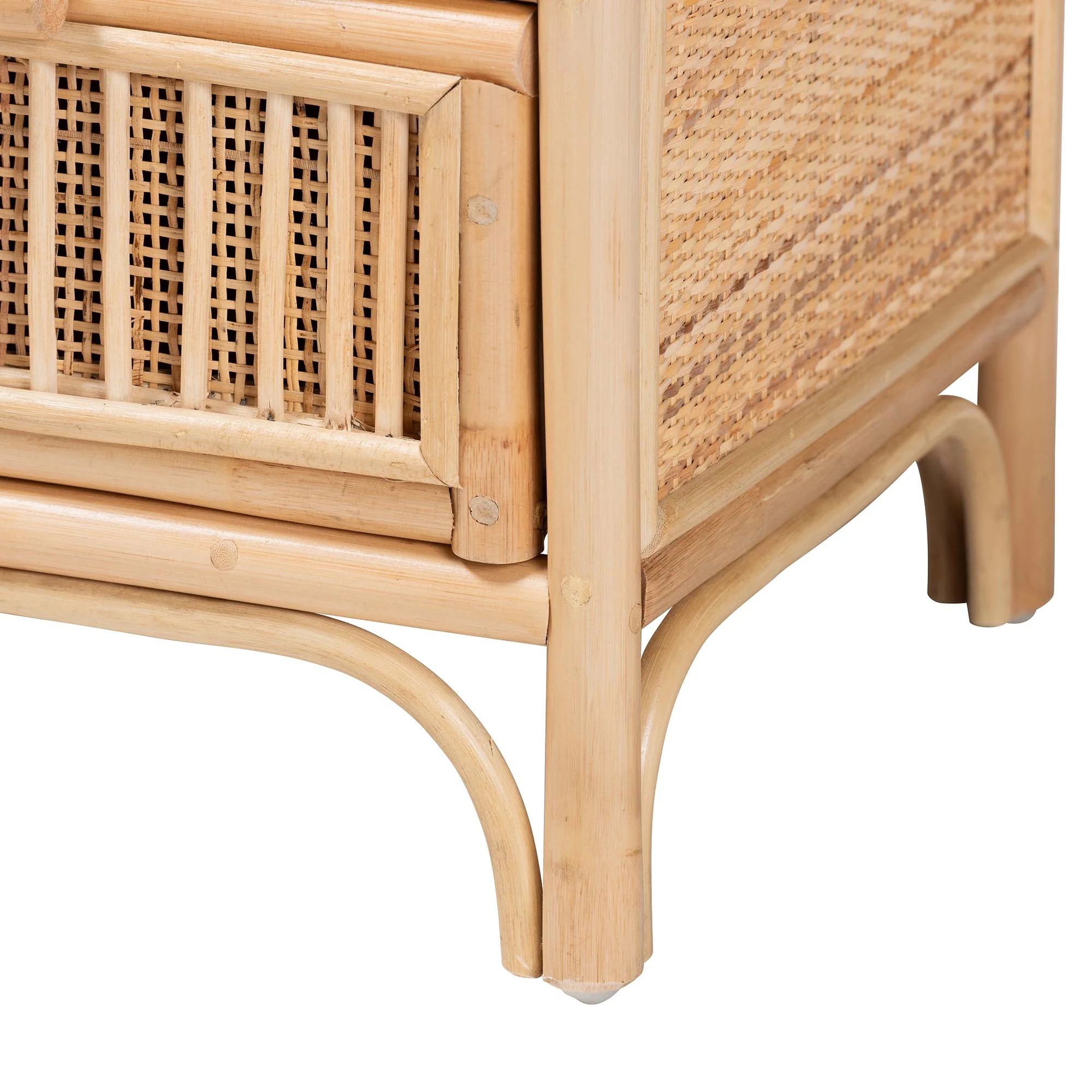 Baxton Studio bali & pari Adrika Bohemian Natural Rattan 2-Drawer Nightstand - Image 9