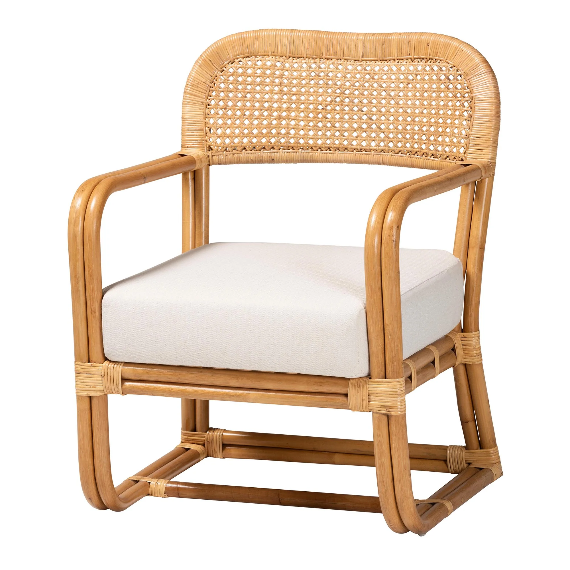 Baxton Studio bali & pari Ailith Modern Bohemian Light Honey Rattan Arm Chair - Image 2