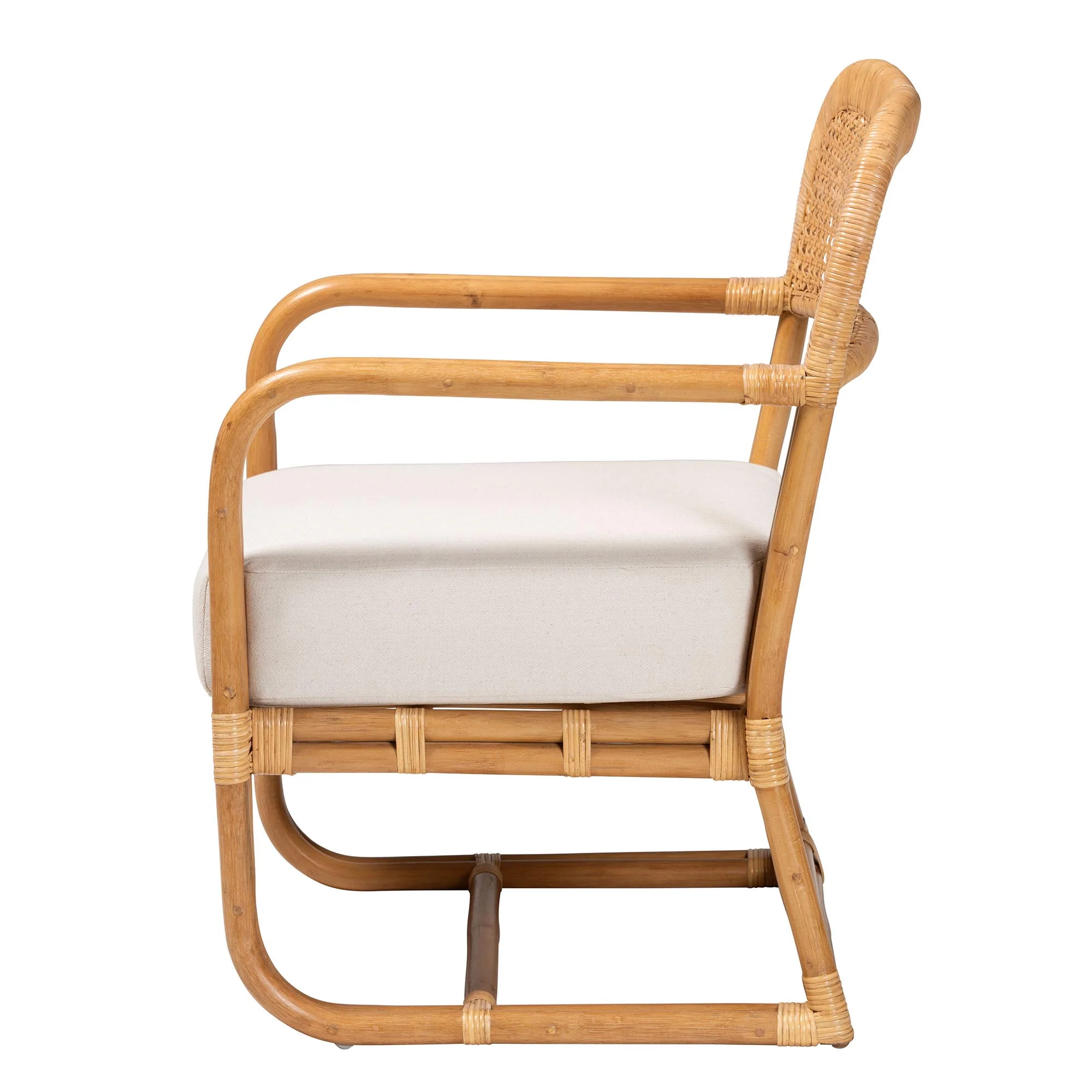 Baxton Studio bali & pari Ailith Modern Bohemian Light Honey Rattan Arm Chair - Image 4