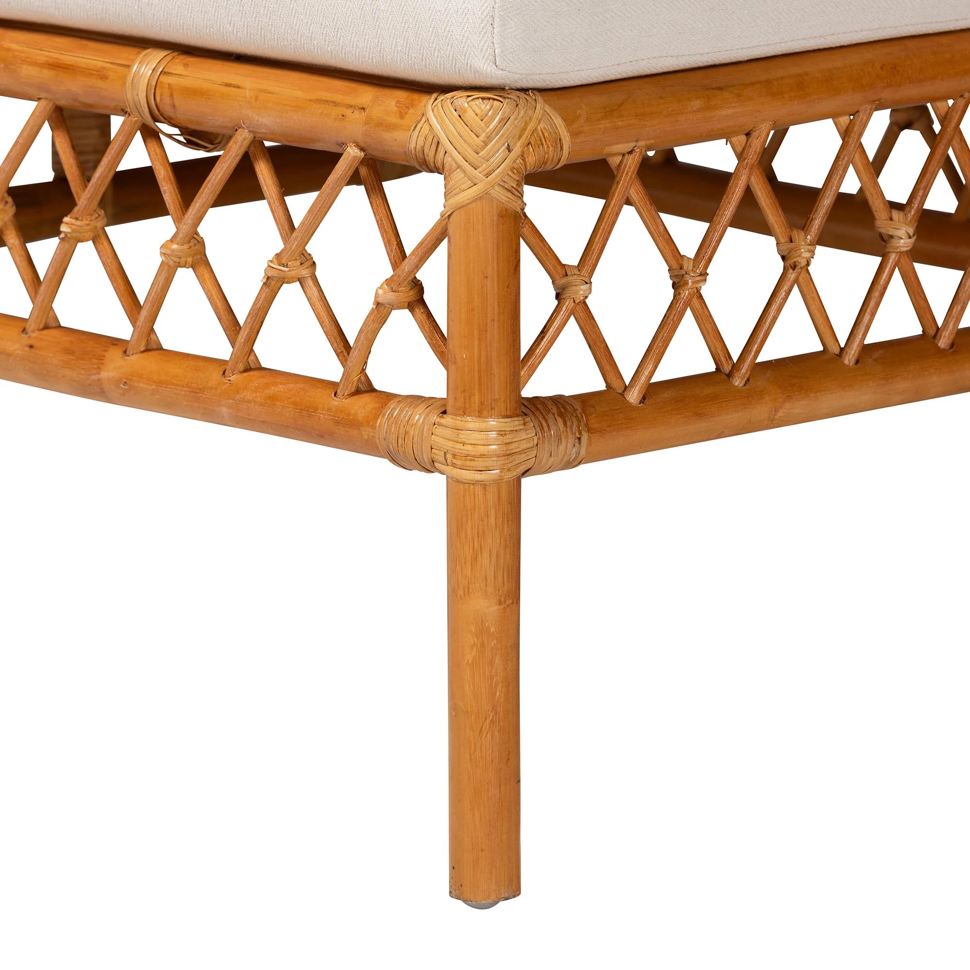 Baxton Studio bali & pari Aina Modern Bohemian Honey Rattan 4-Piece Dining Nook Set - Image 11