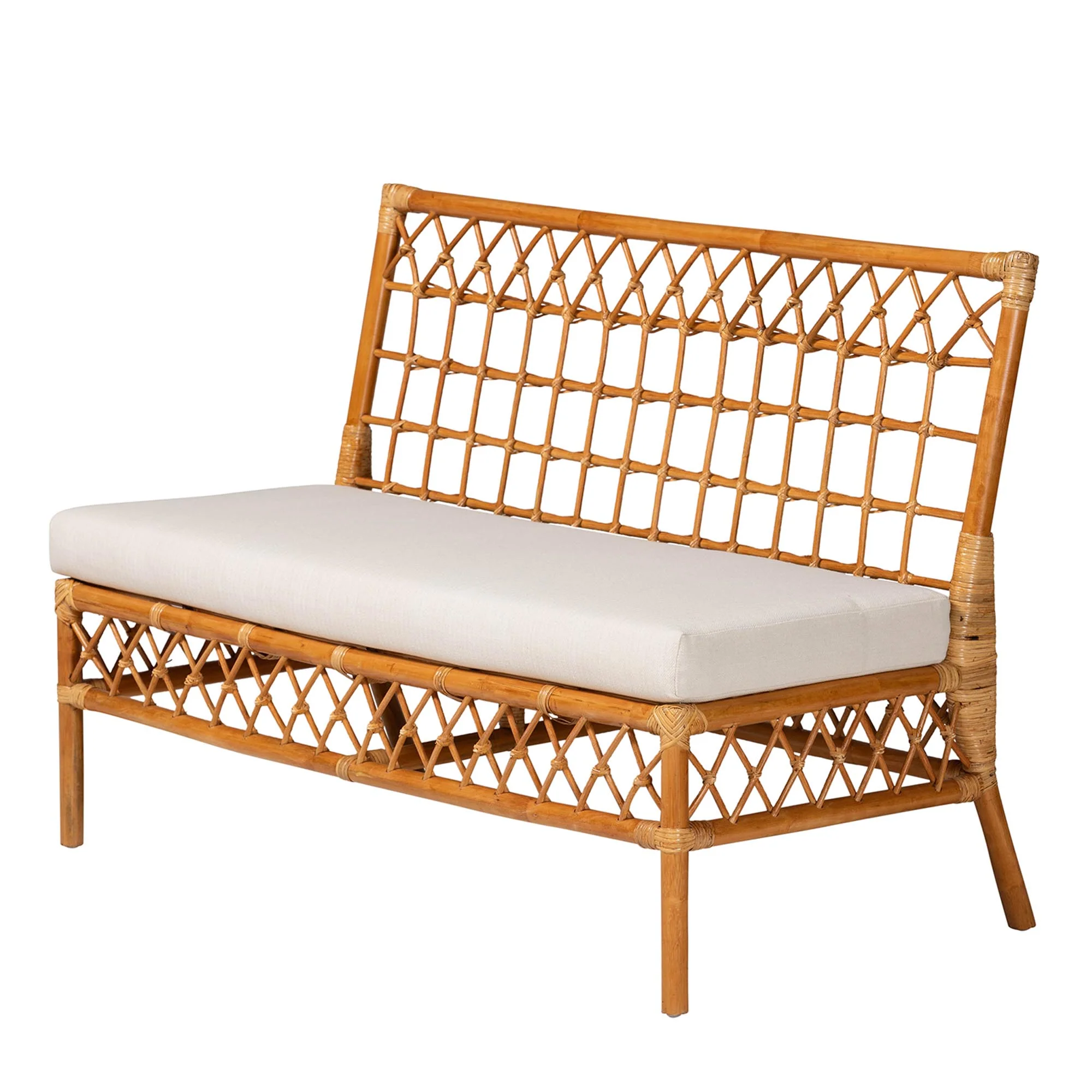 Baxton Studio bali & pari Aina Modern Bohemian Honey Rattan 4-Piece Dining Nook Set - Image 6