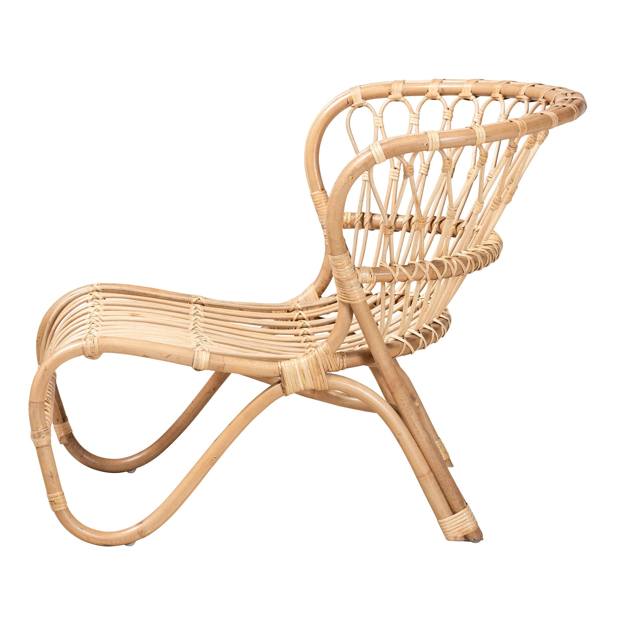 Baxton Studio bali & pari Alaya Modern Bohemian Natural Brown Rattan Accent Chair - Image 4