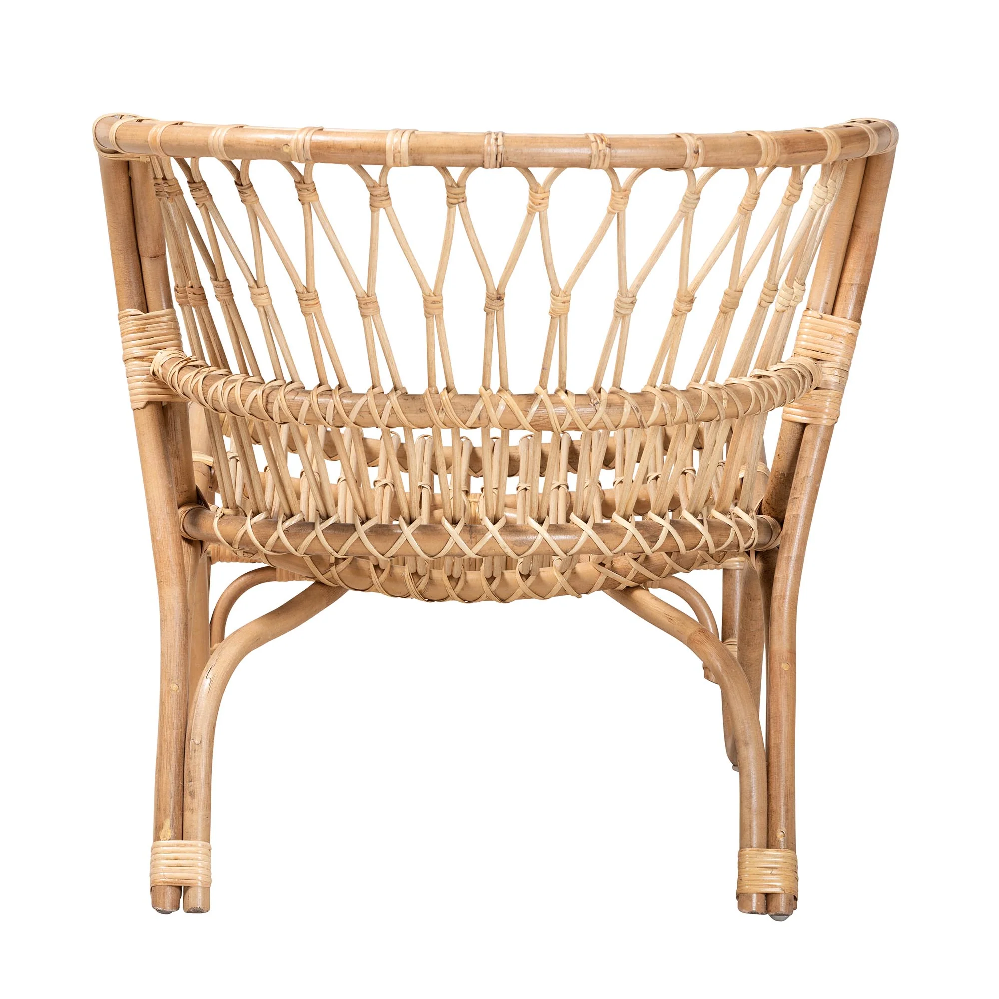 Baxton Studio bali & pari Alaya Modern Bohemian Natural Brown Rattan Accent Chair - Image 5