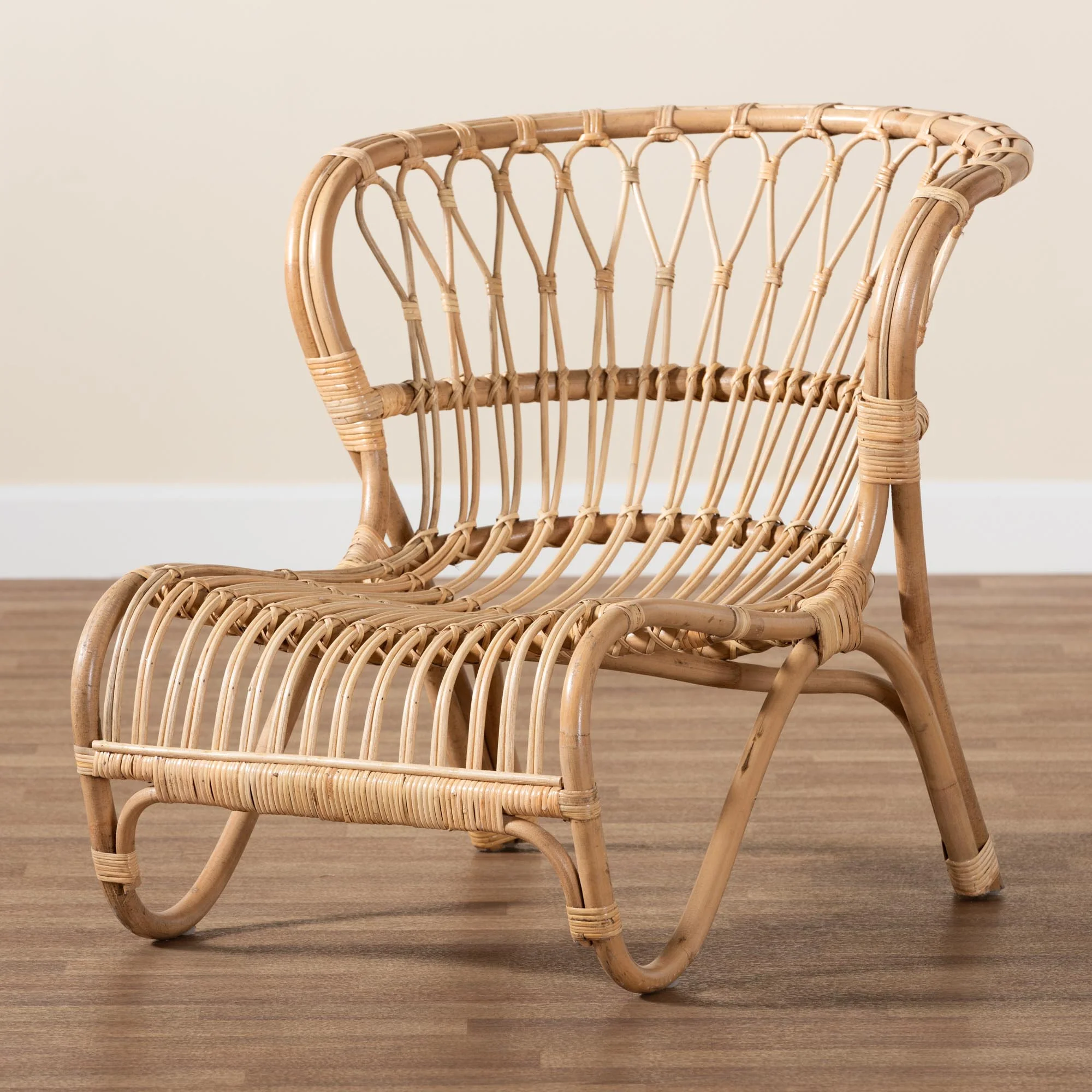 Baxton Studio bali & pari Alaya Modern Bohemian Natural Brown Rattan Accent Chair - Image 9