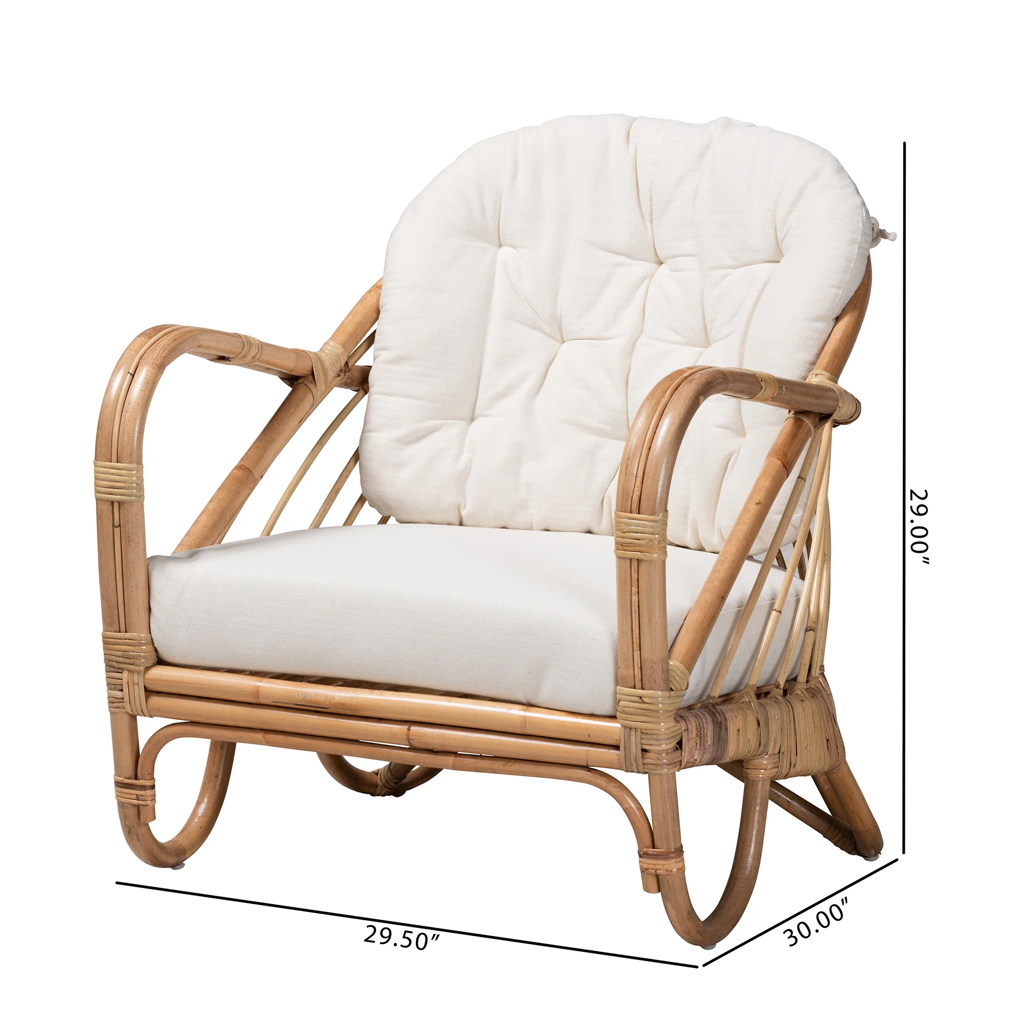 Baxton Studio bali & pari Aliane Modern Bohemian Natural Brown Antique Rattan Armchair - Image 10