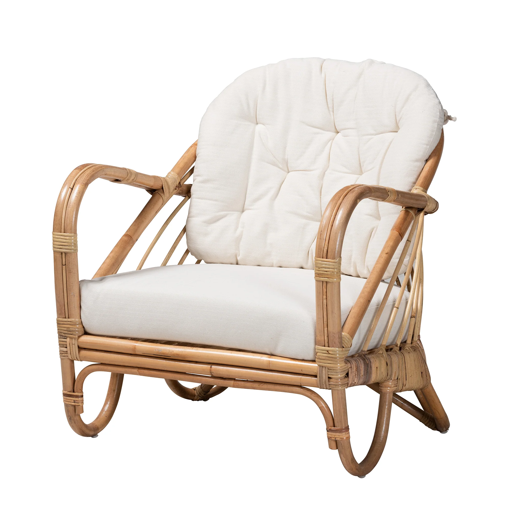 Baxton Studio bali & pari Aliane Modern Bohemian Natural Brown Antique Rattan Armchair - Image 2