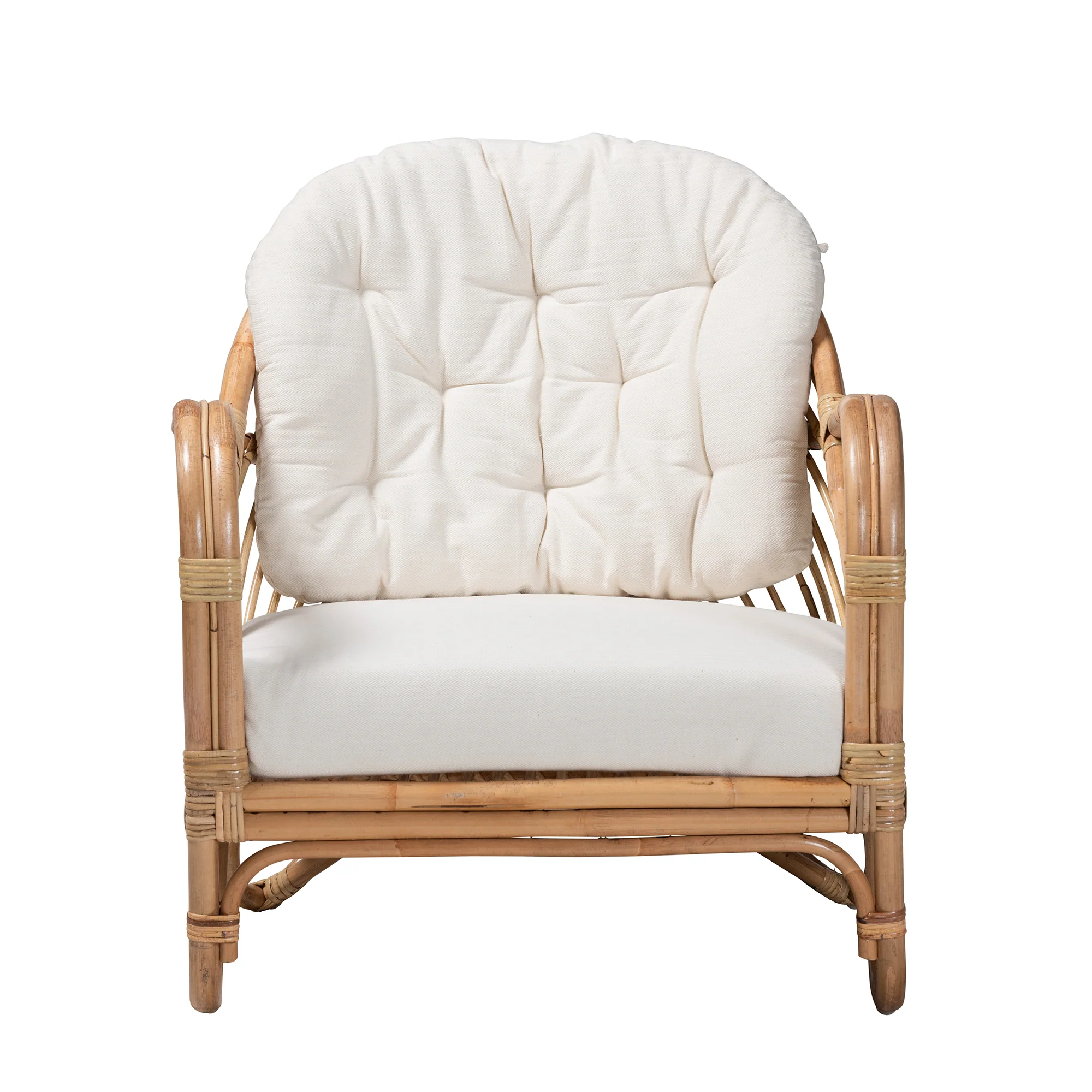Baxton Studio bali & pari Aliane Modern Bohemian Natural Brown Antique Rattan Armchair - Image 3