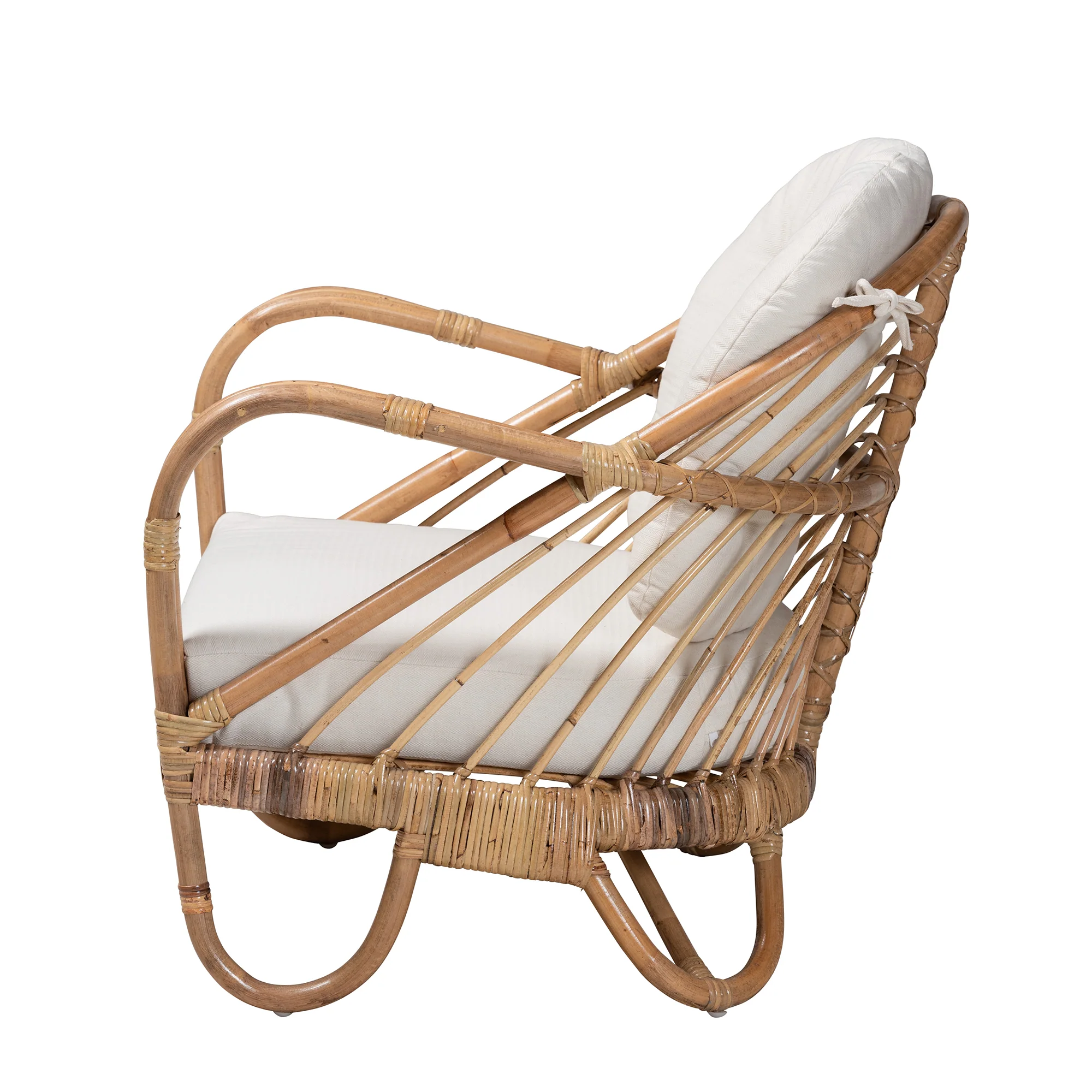 Baxton Studio bali & pari Aliane Modern Bohemian Natural Brown Antique Rattan Armchair - Image 4