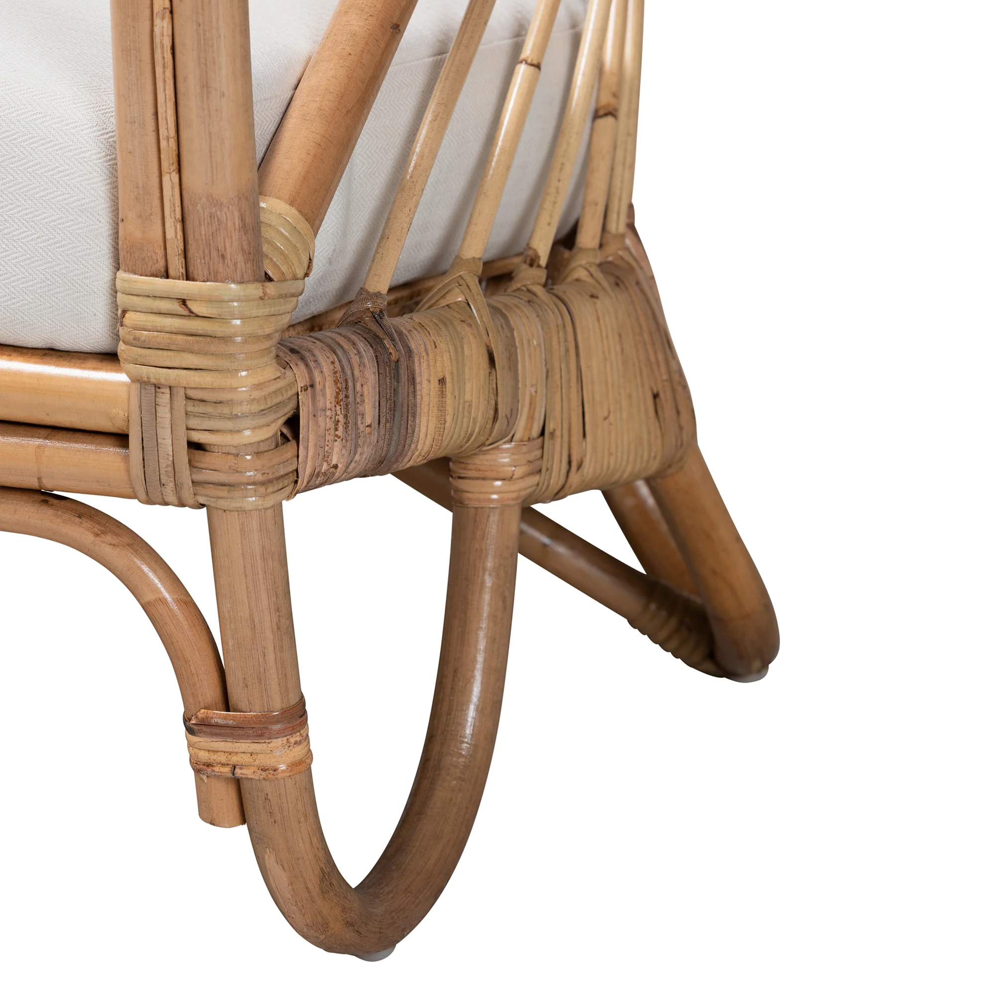 Baxton Studio bali & pari Aliane Modern Bohemian Natural Brown Antique Rattan Armchair - Image 7
