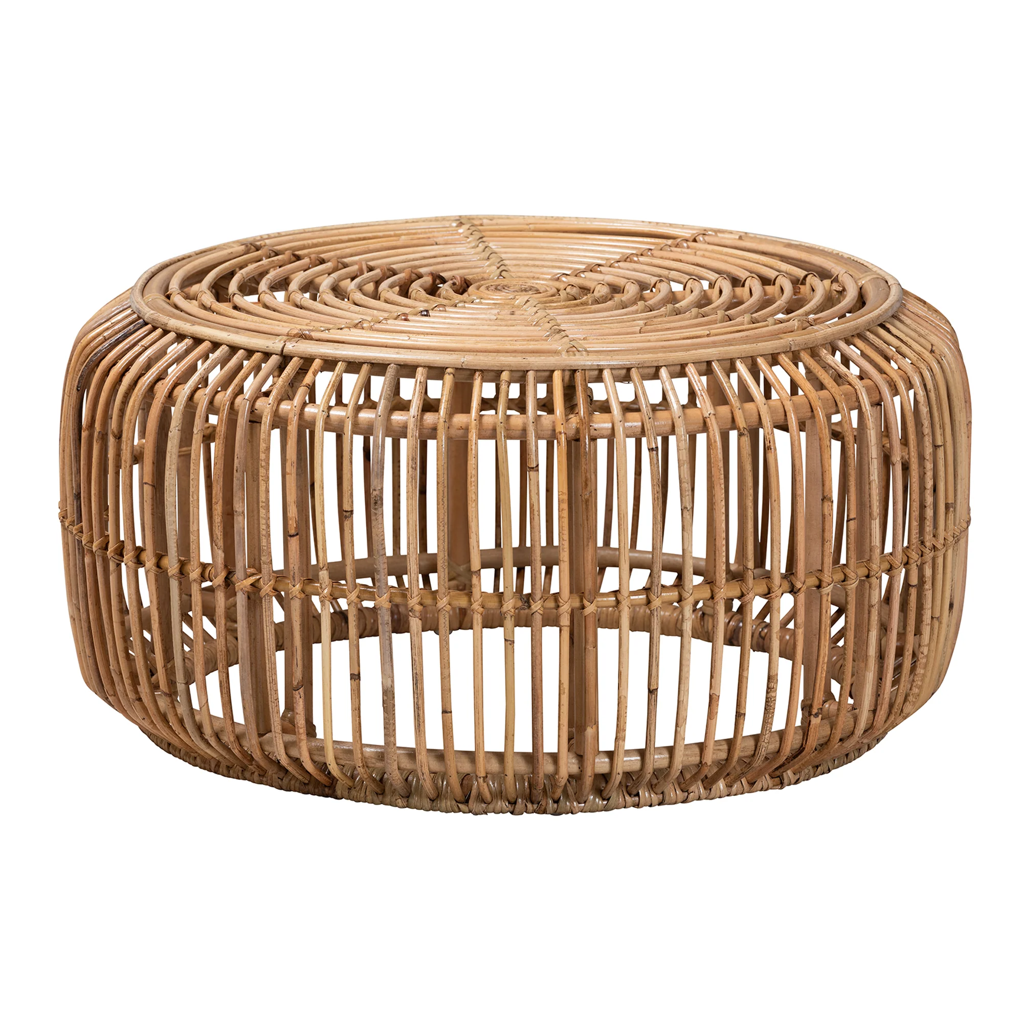 Baxton Studio bali & pari Aliane Modern Bohemian Natural Brown Antique Rattan Coffee Table - Image 2