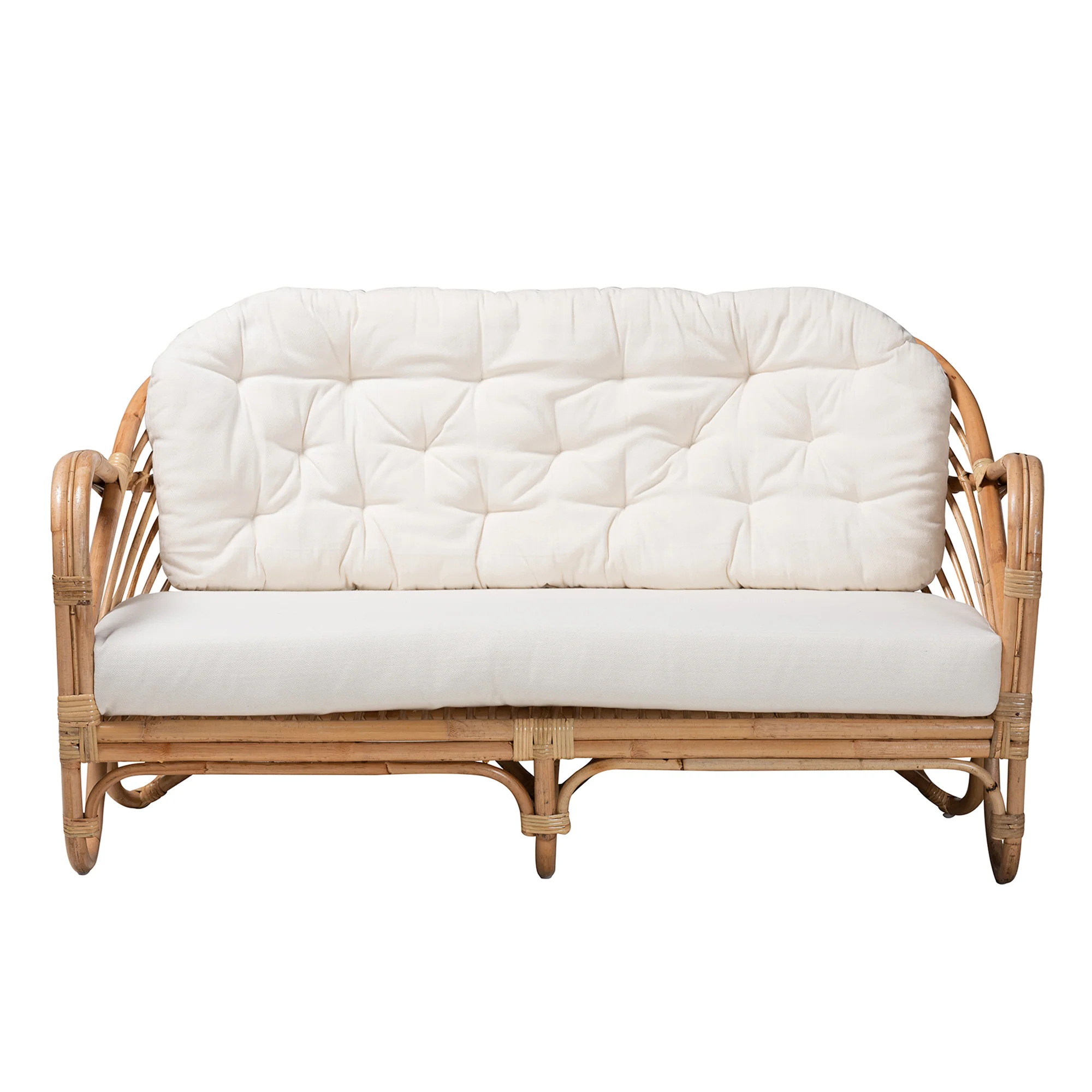 Baxton Studio bali & pari Aliane Modern Bohemian Natural Brown Antique Rattan Loveseat - Image 3
