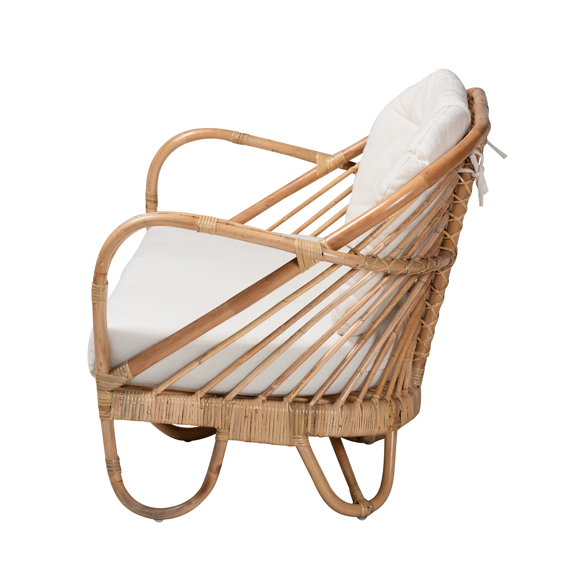 Baxton Studio bali & pari Aliane Modern Bohemian Natural Brown Antique Rattan Loveseat - Image 4