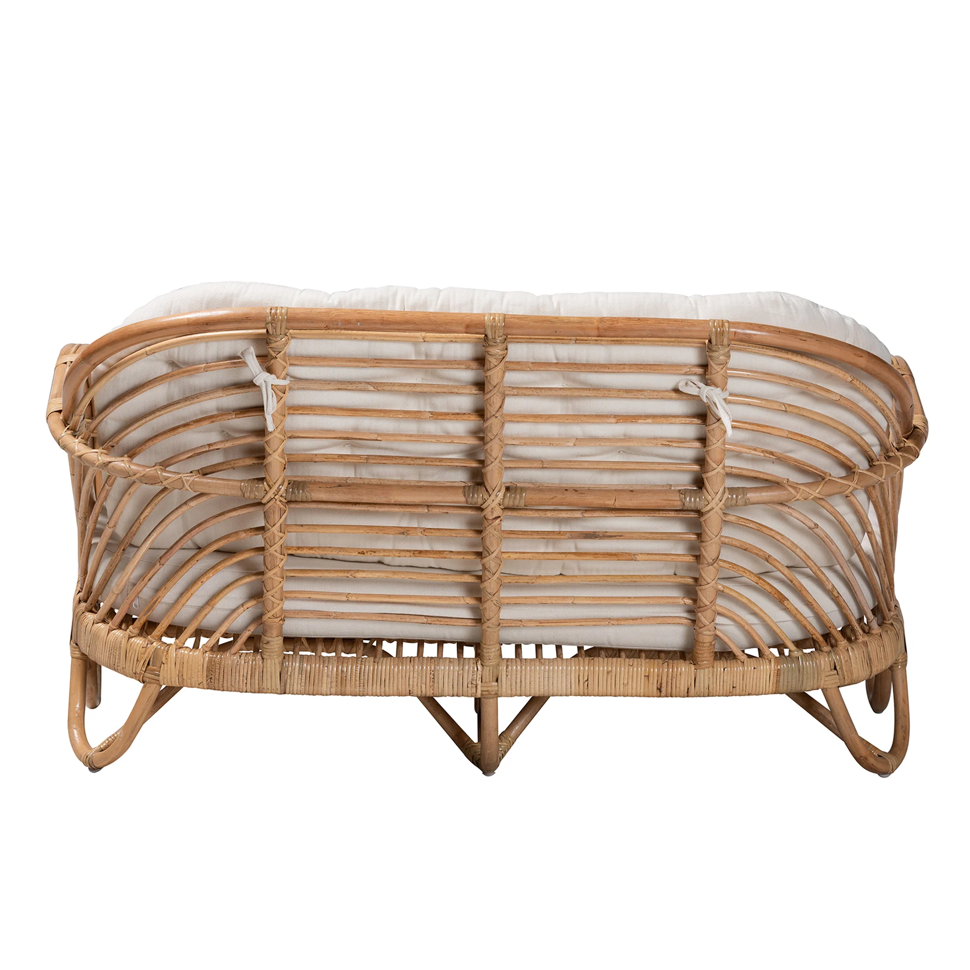 Baxton Studio bali & pari Aliane Modern Bohemian Natural Brown Antique Rattan Loveseat - Image 5