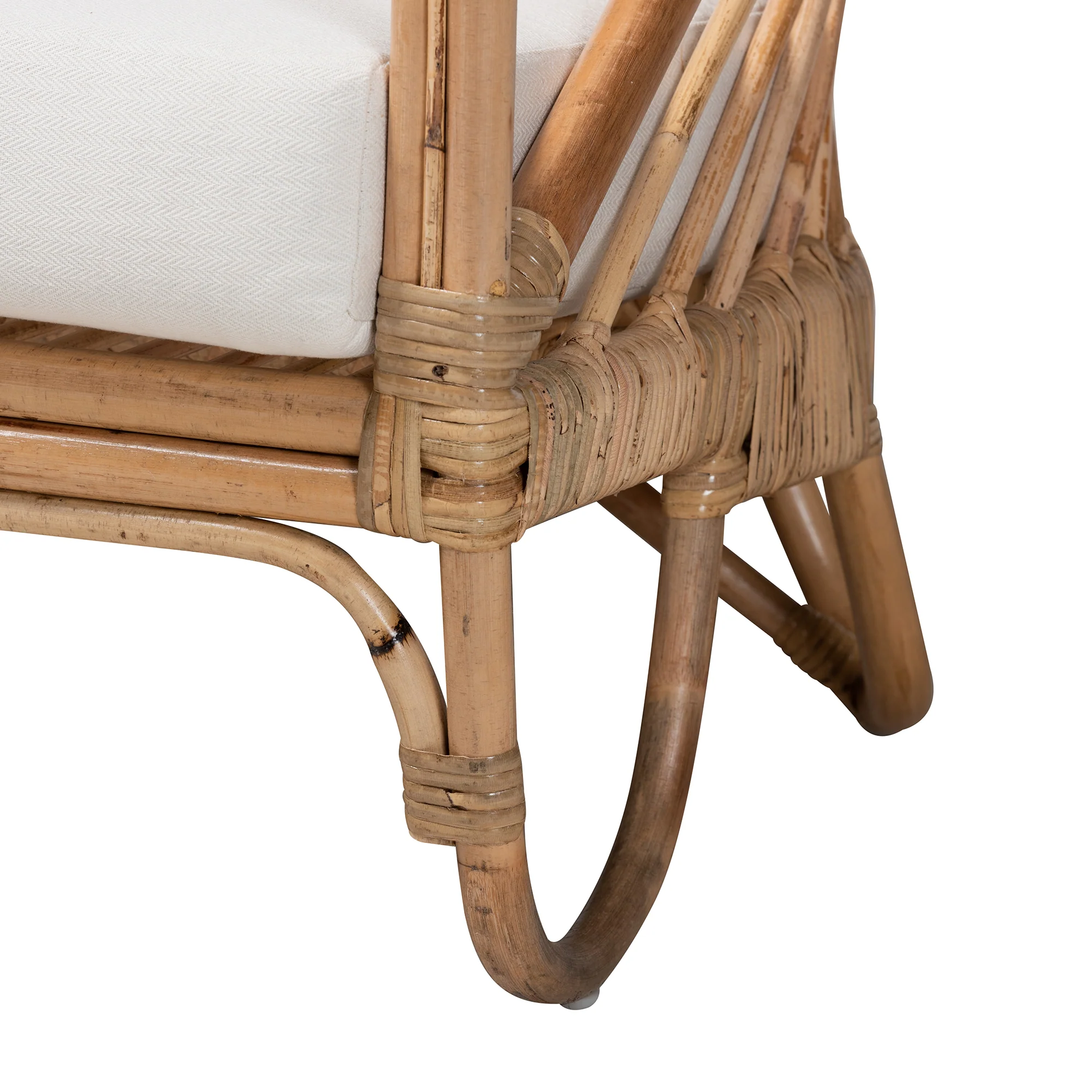 Baxton Studio bali & pari Aliane Modern Bohemian Natural Brown Antique Rattan Loveseat - Image 7