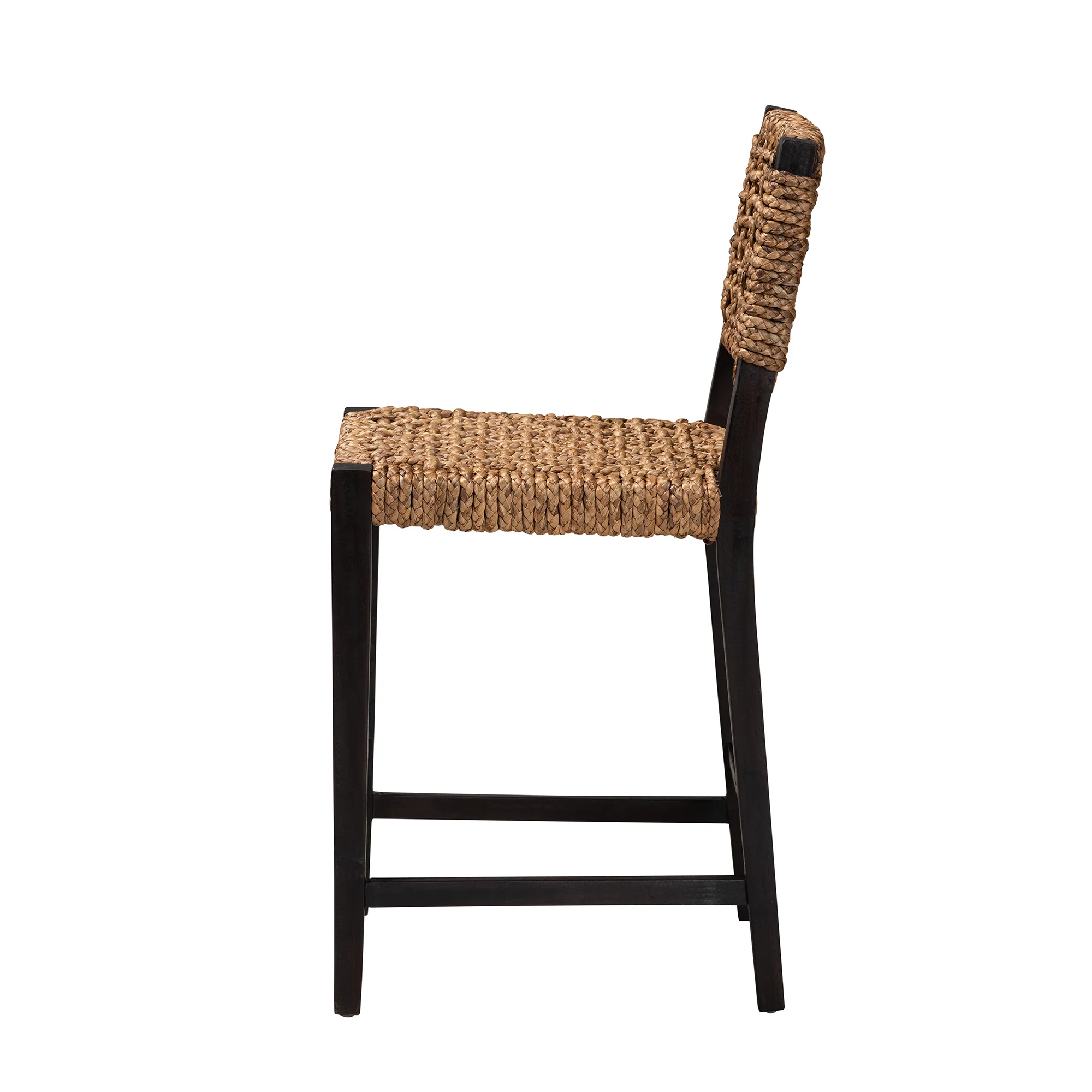 Baxton Studio bali & pari Alise Modern Bohemian Dark Brown Mahogany Wood and Seagrass Counter Stool - Image 6